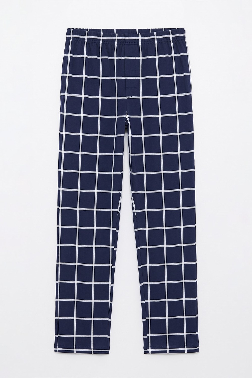 Mısırlı Erkek Pamuk İnce Ekoseli Alt  Pijama Açık Lacivert