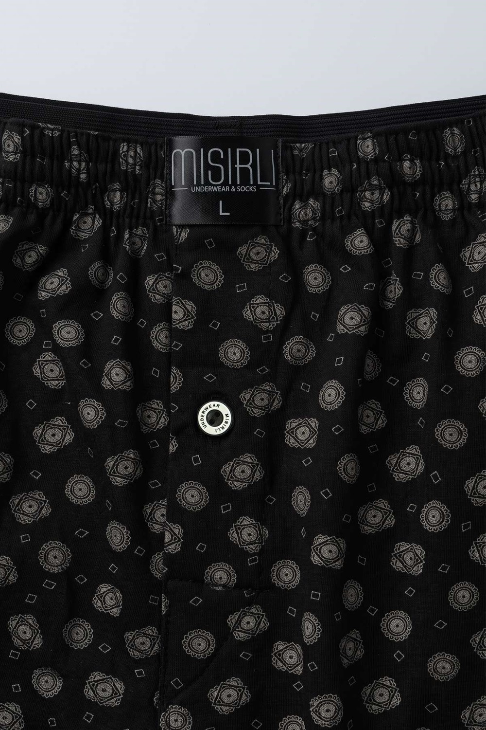 Mısırlı Erkek Pamuk Artemis Relax Fit Boxer Geometrik Desen/Siyah