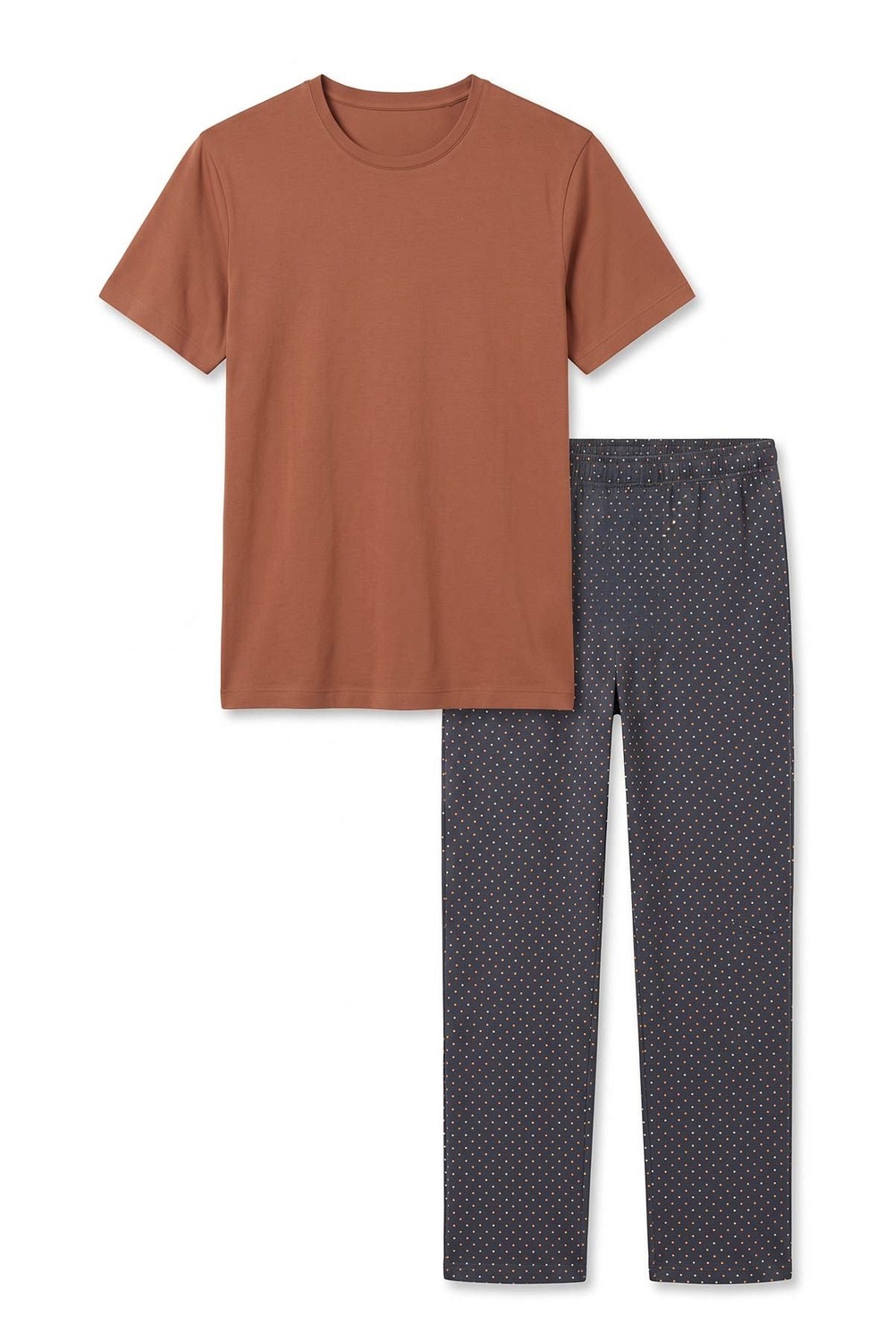 Mısırlı Erkek Pamuk Puantiyeli Pijama Takım Kiremit