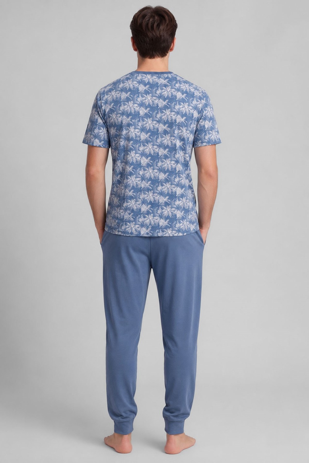 Mısırlı Erkek Pamuklu Animal Desenli Pijama Takım Mavi