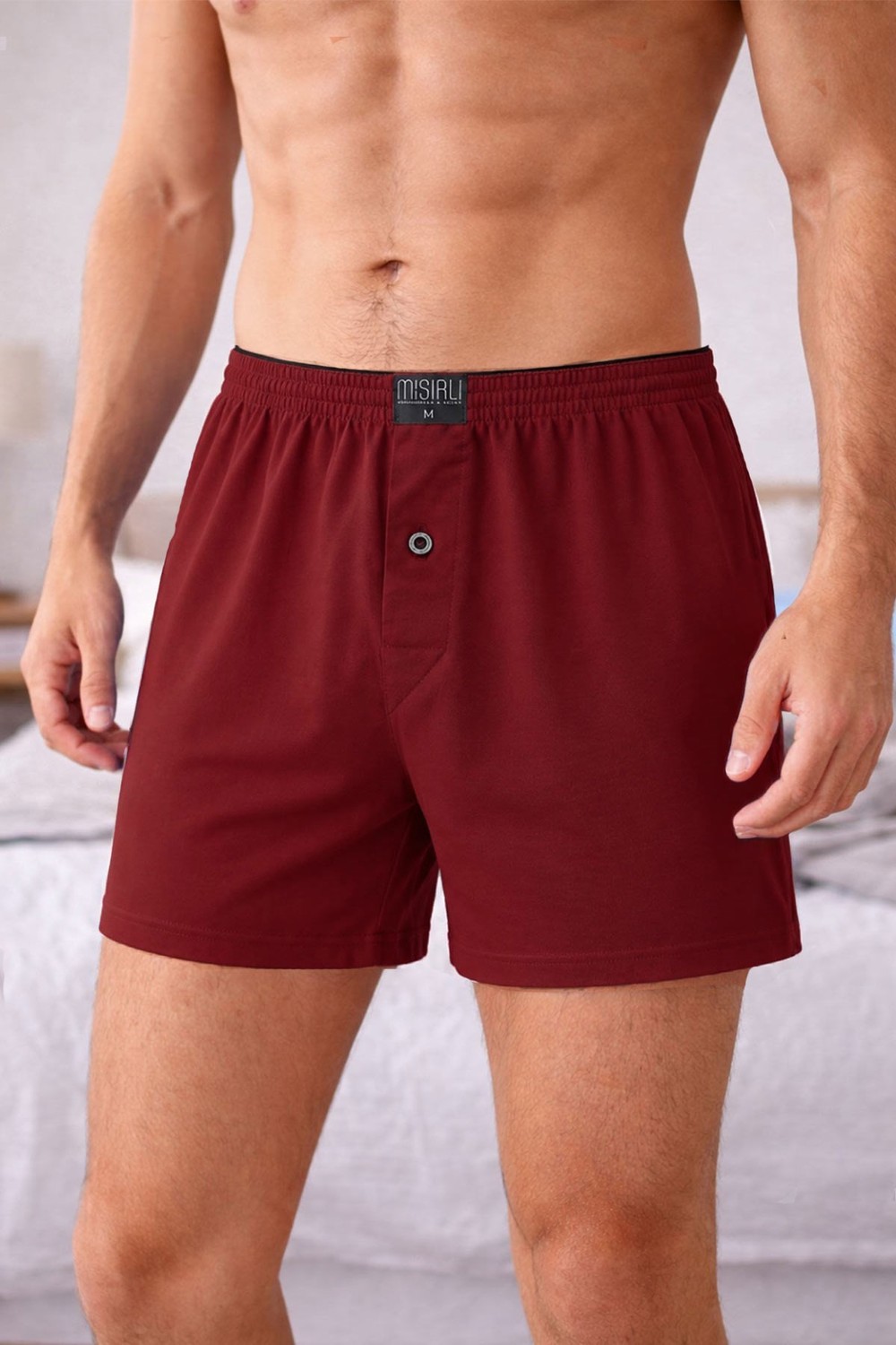 Mısırlı Erkek Pamuklu Ares Şort  Boxer Bordo