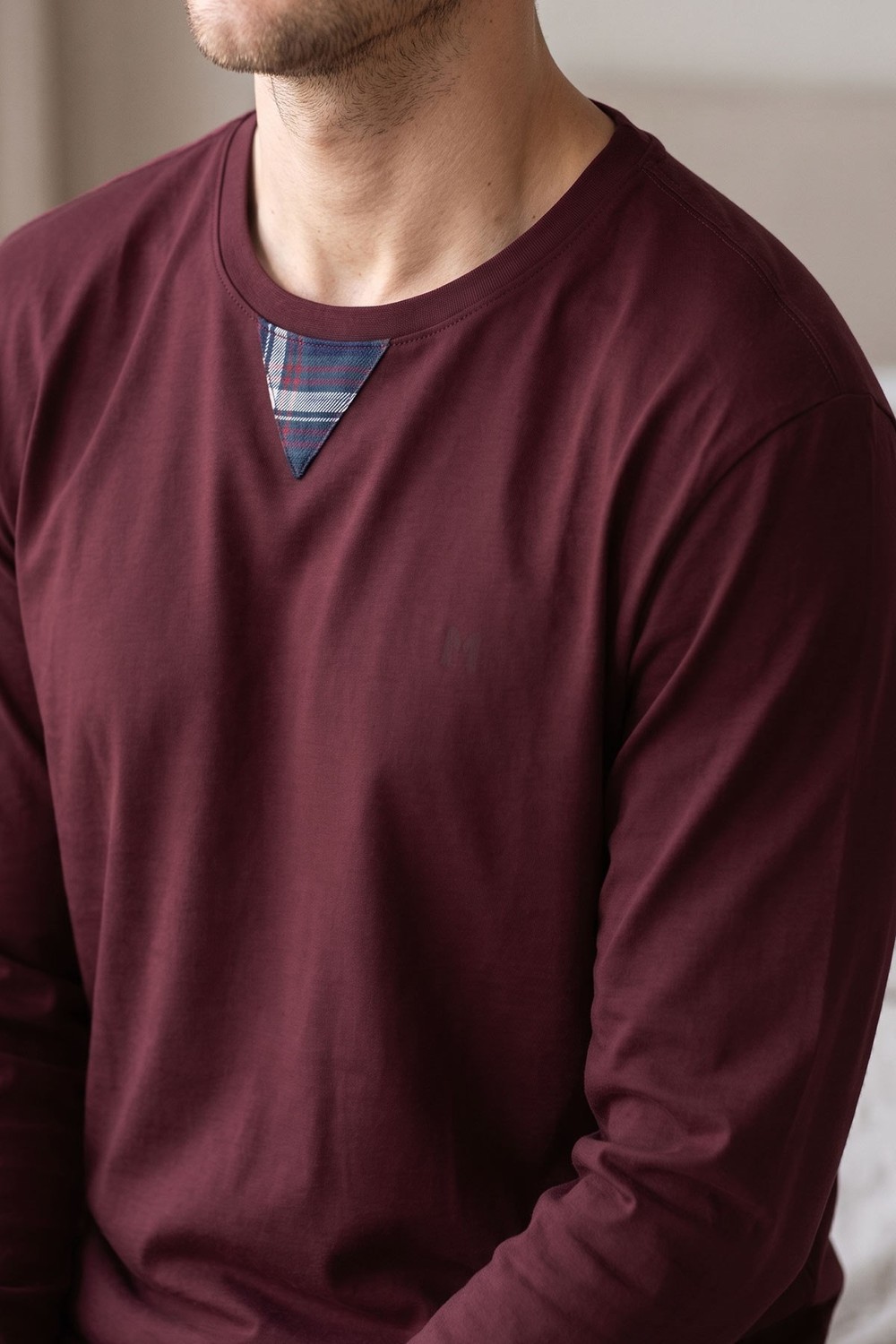 Mısırlı Erkek Pamuklu V Yaka Pijama Takım Bordo