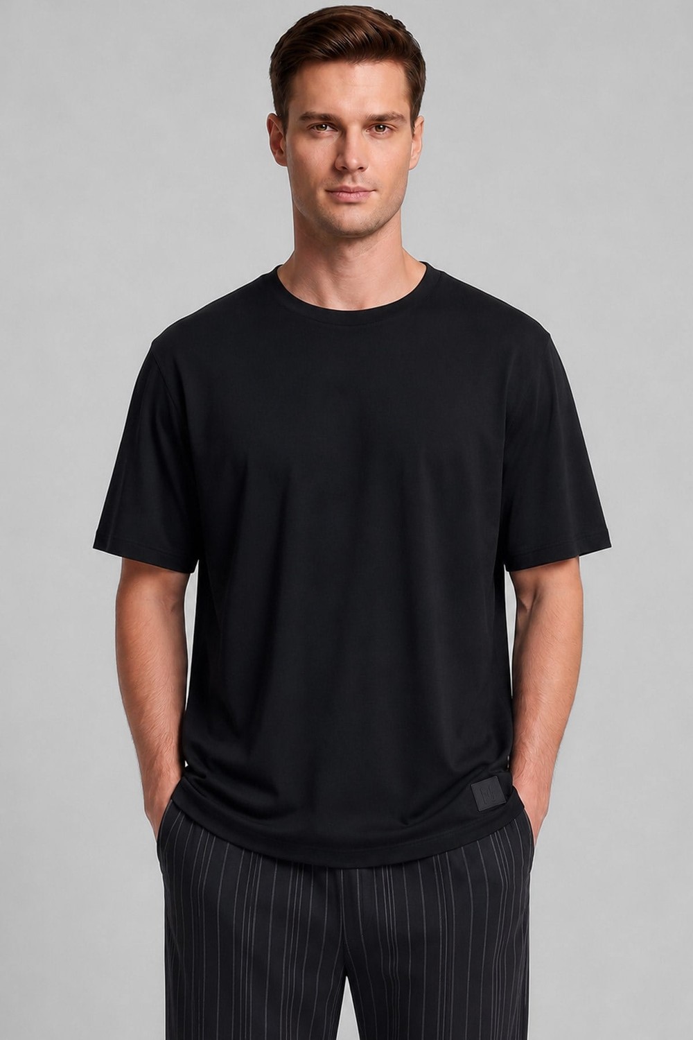 Mısırlı Erkek Relax Fit Penye T-Shirt Siyah