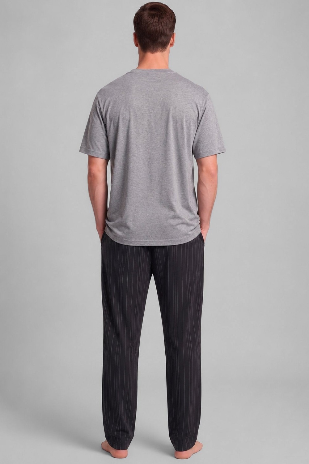 Mısırlı Erkek Relax Fit Penye T-Shirt Gri Melanj