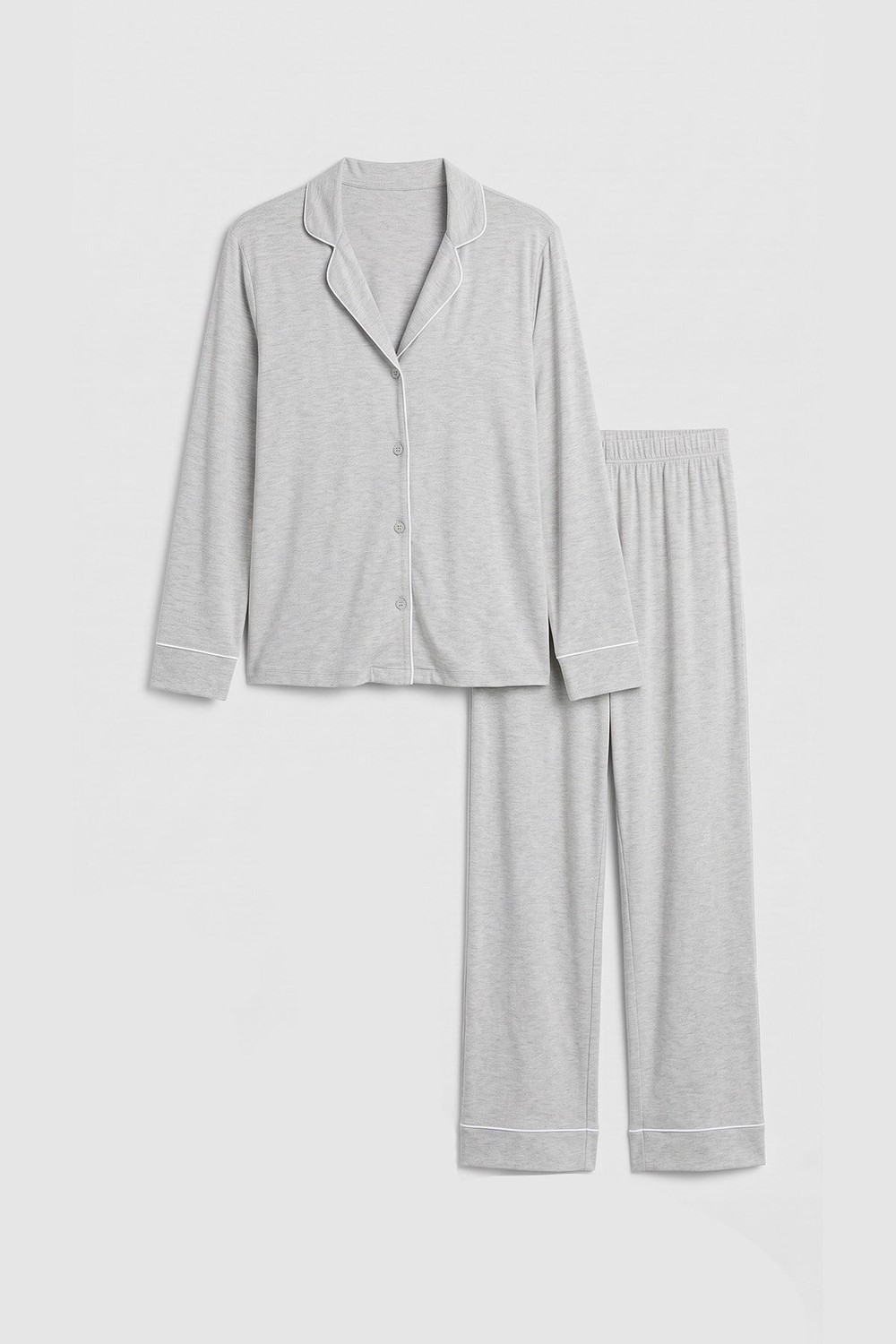 Mısırlı Kadın %100 Pamuk Pijama Takımı Gri Melanj