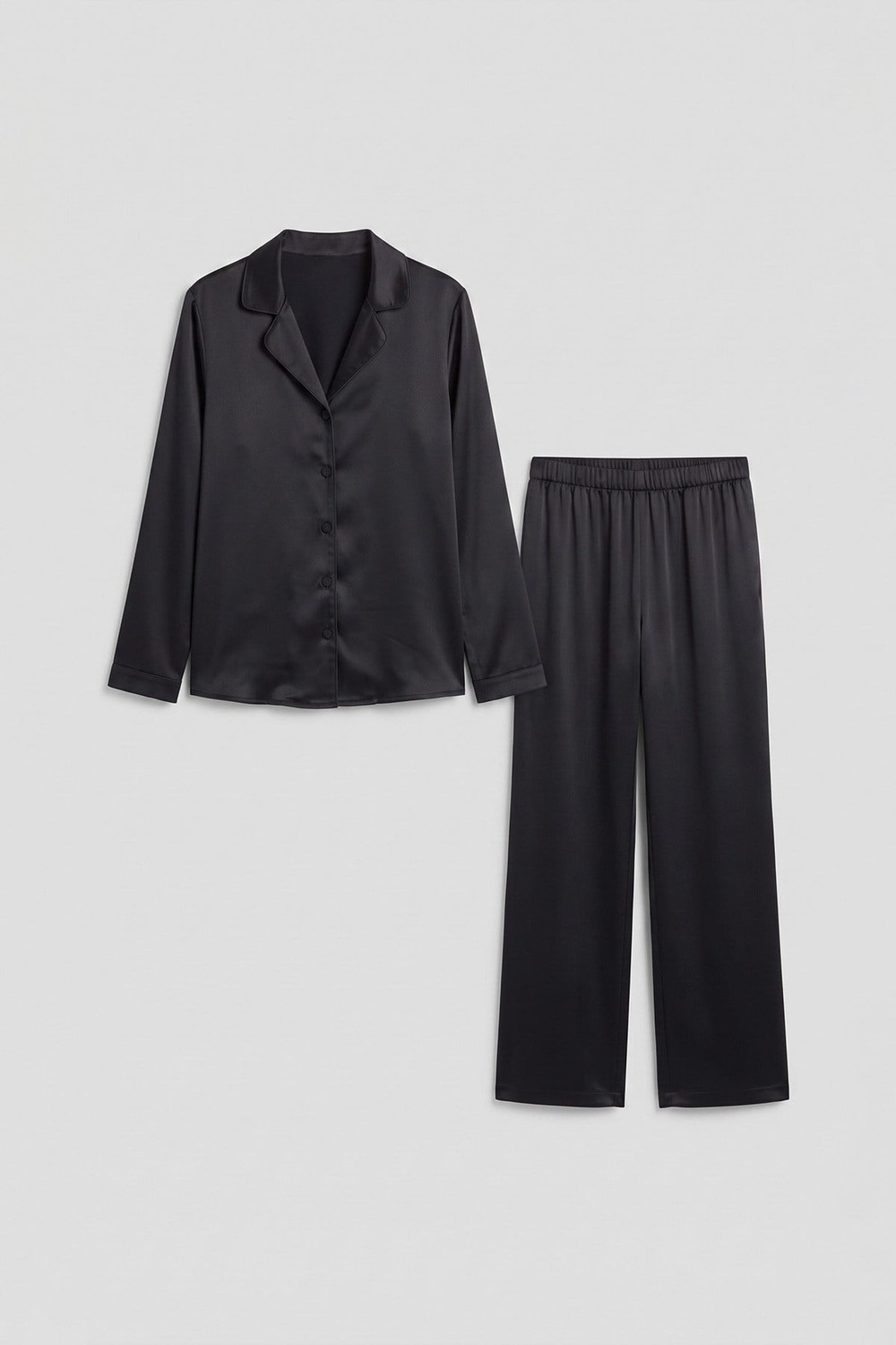 Mısırlı Kadın Bambu Saten Pijama Takımı Siyah