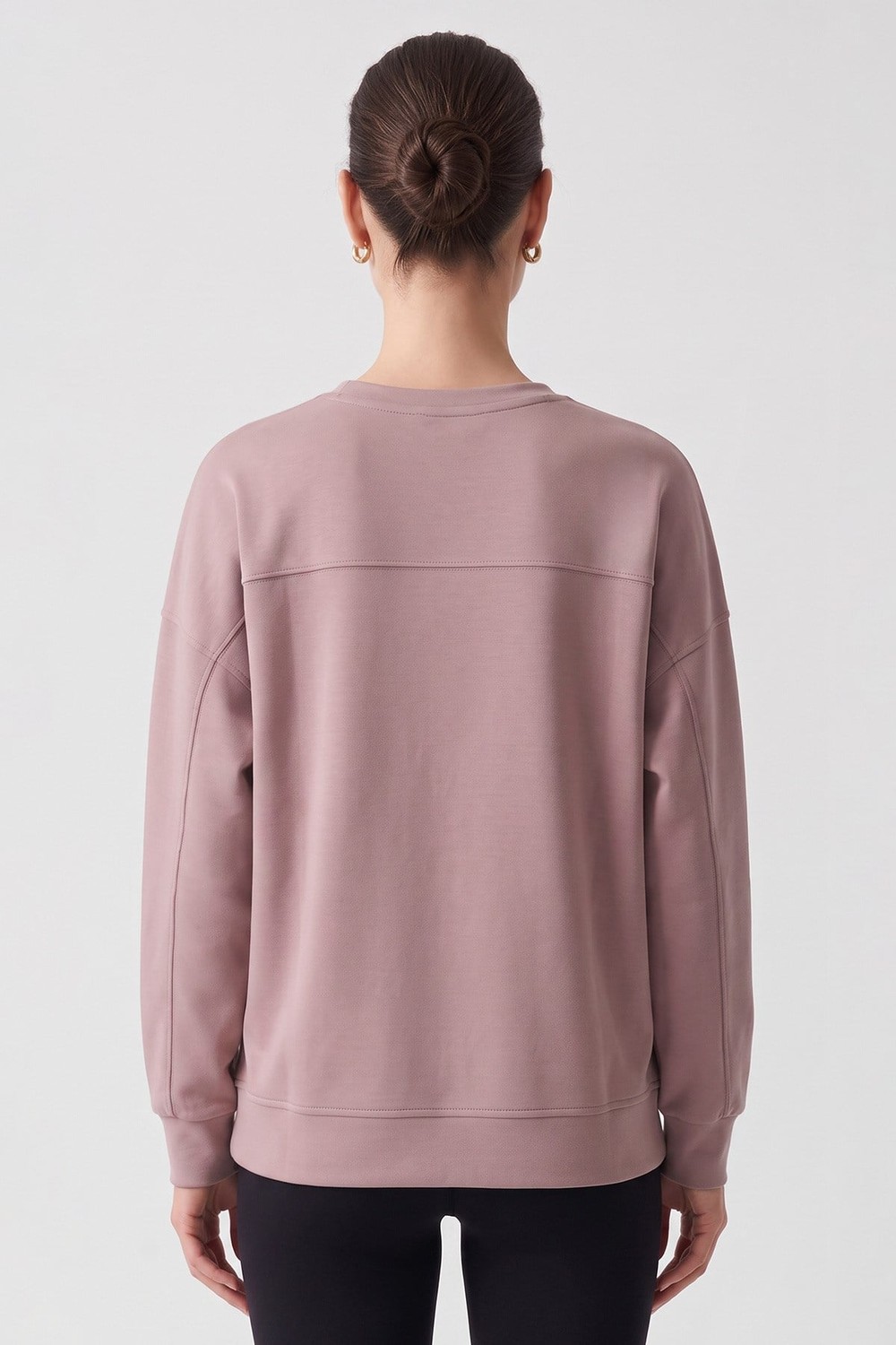 Mısırlı Kadın Modal Bisiklet Yaka Sweatshirt Gül Kurusu