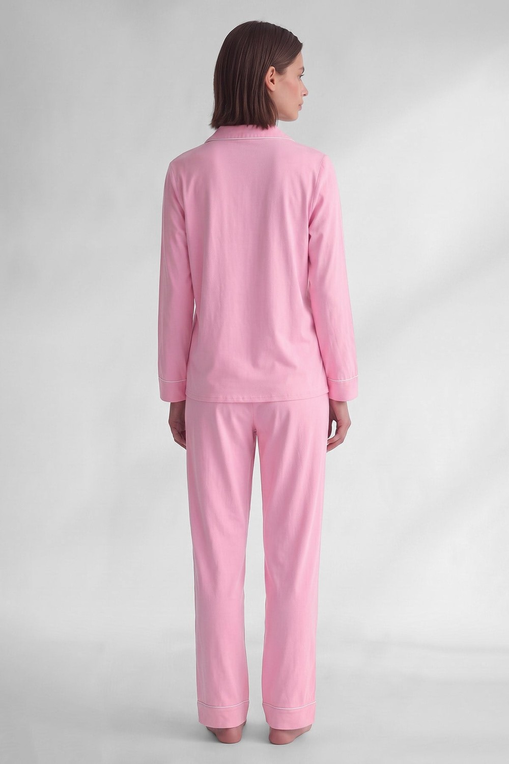 Mısırlı Kadın Modal Biye Detaylı Pijama Takım Açık Pembe