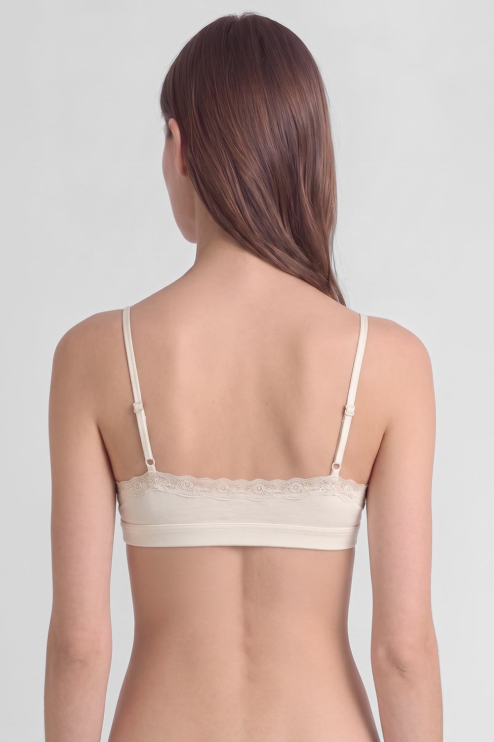 Mısırlı Kadın Modal Dantelli Seamless Bralet Ekru