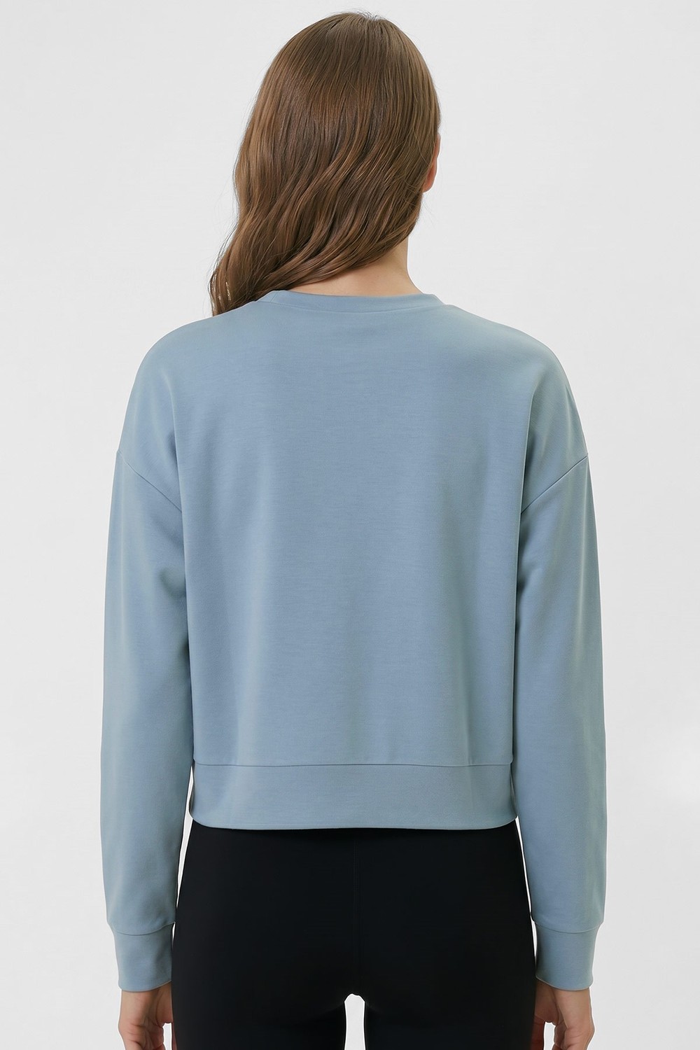 Mısırlı Kadın Modal Crop Sweatshirt Mavi