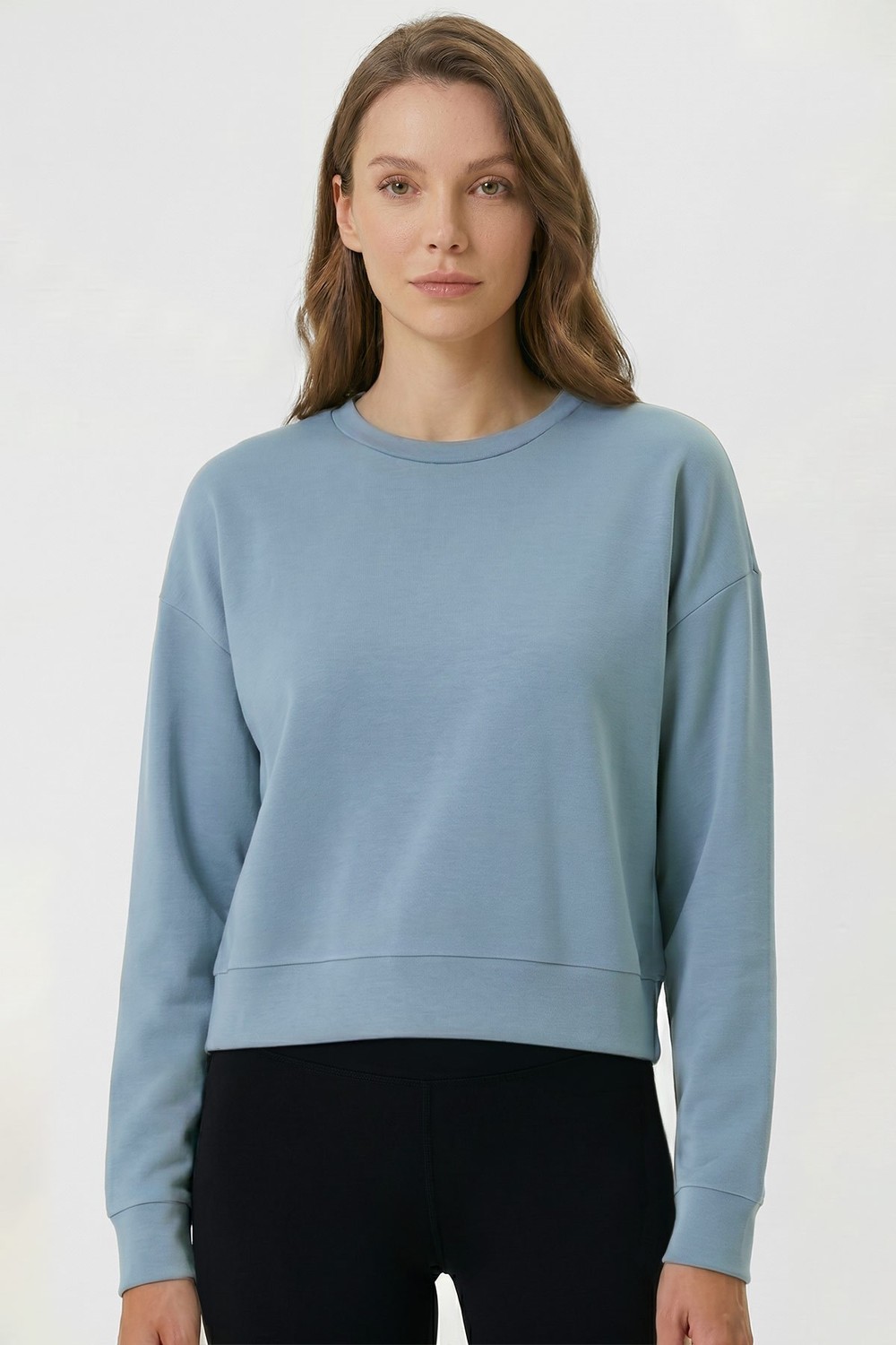 Mısırlı Kadın Modal Crop Sweatshirt Mavi