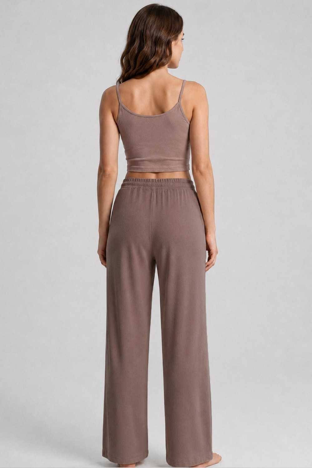 Mısırlı Kadın Modal Pamuk Karışımlı Beli Lastikli Pijama Açık Kahverengi