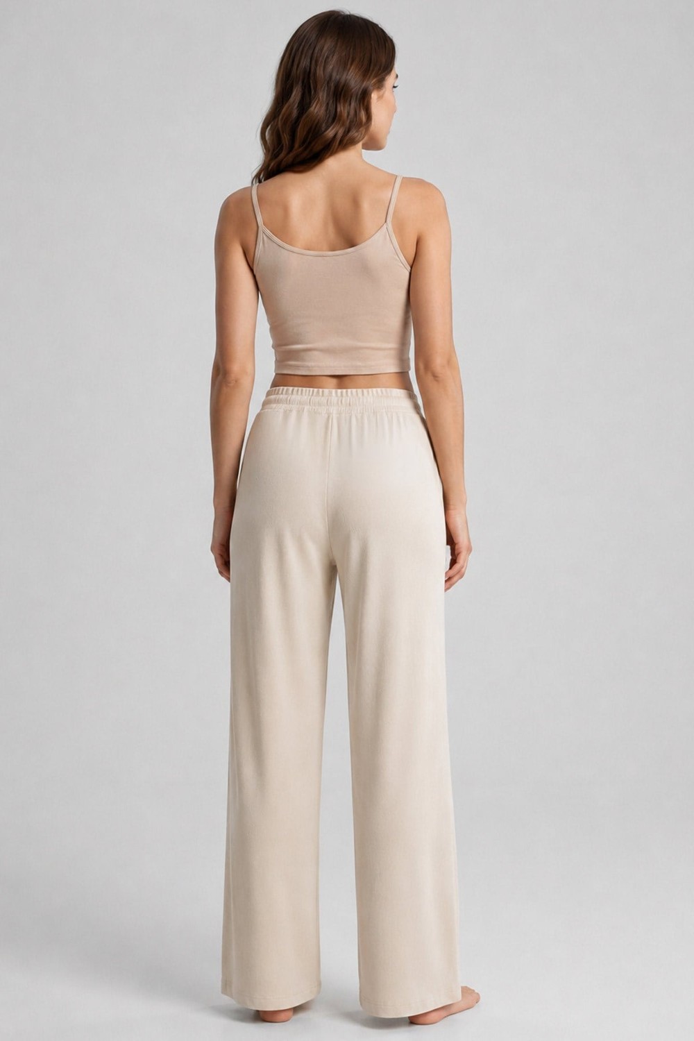 Mısırlı Kadın Modal Pamuk Karışımlı Beli Lastikli Pijama Ekru