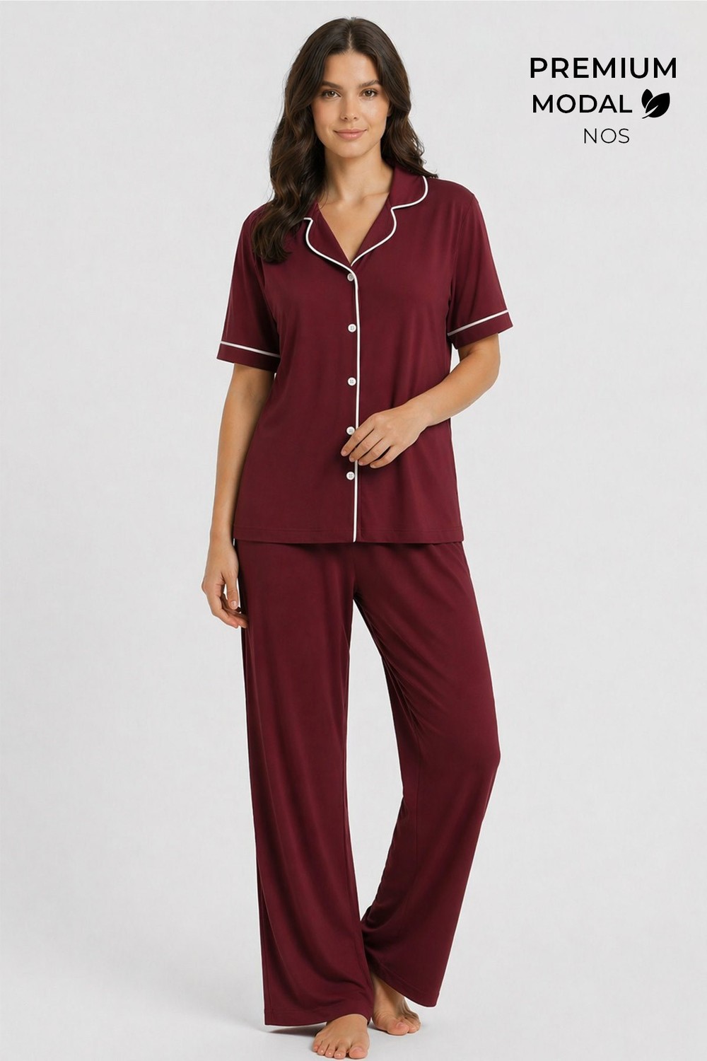 Mısırlı Kadın Modal Pijama Takım Bordo