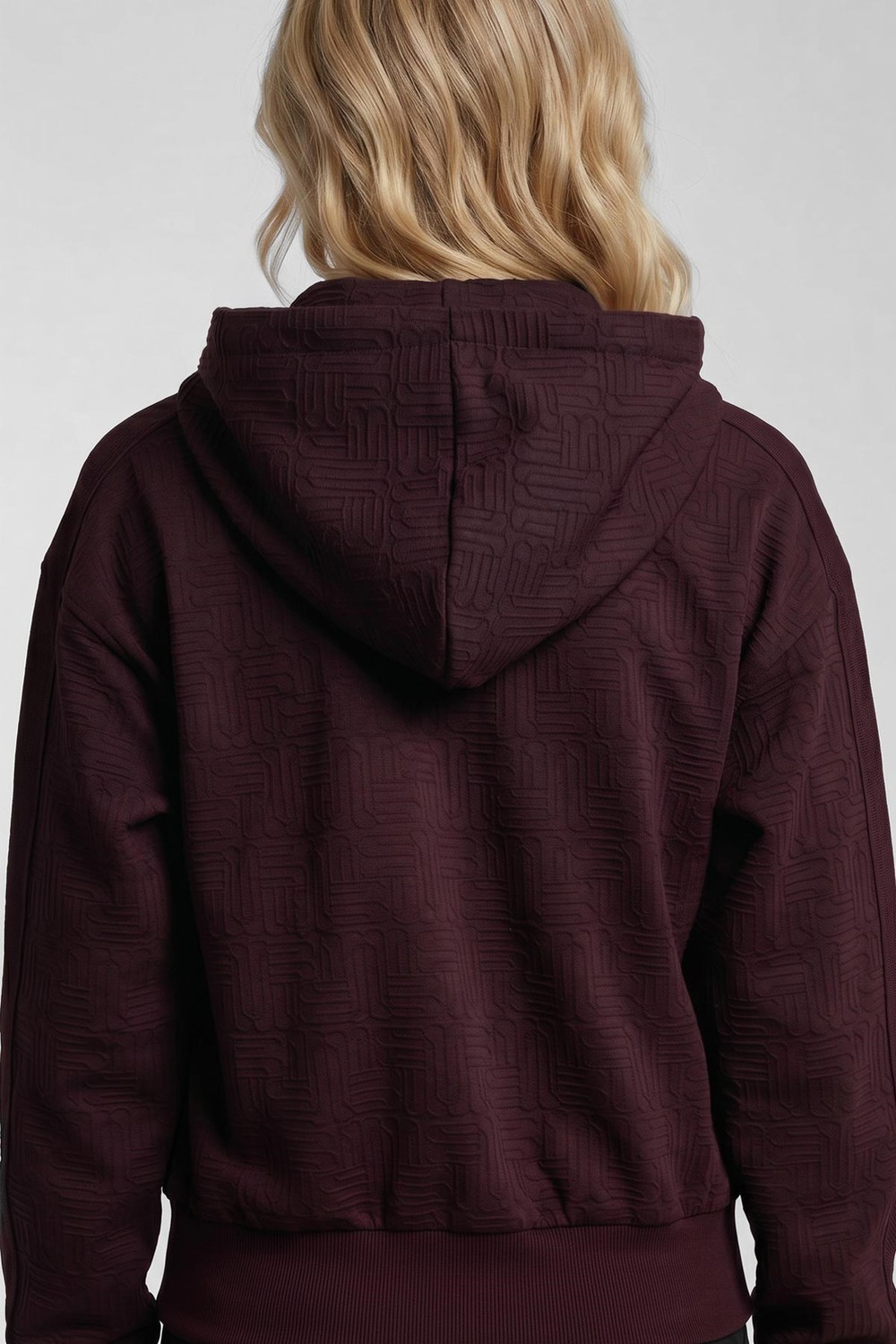 Mısırlı Kadın Monogram Desen Kapşonlu Sweatshirt Bordo