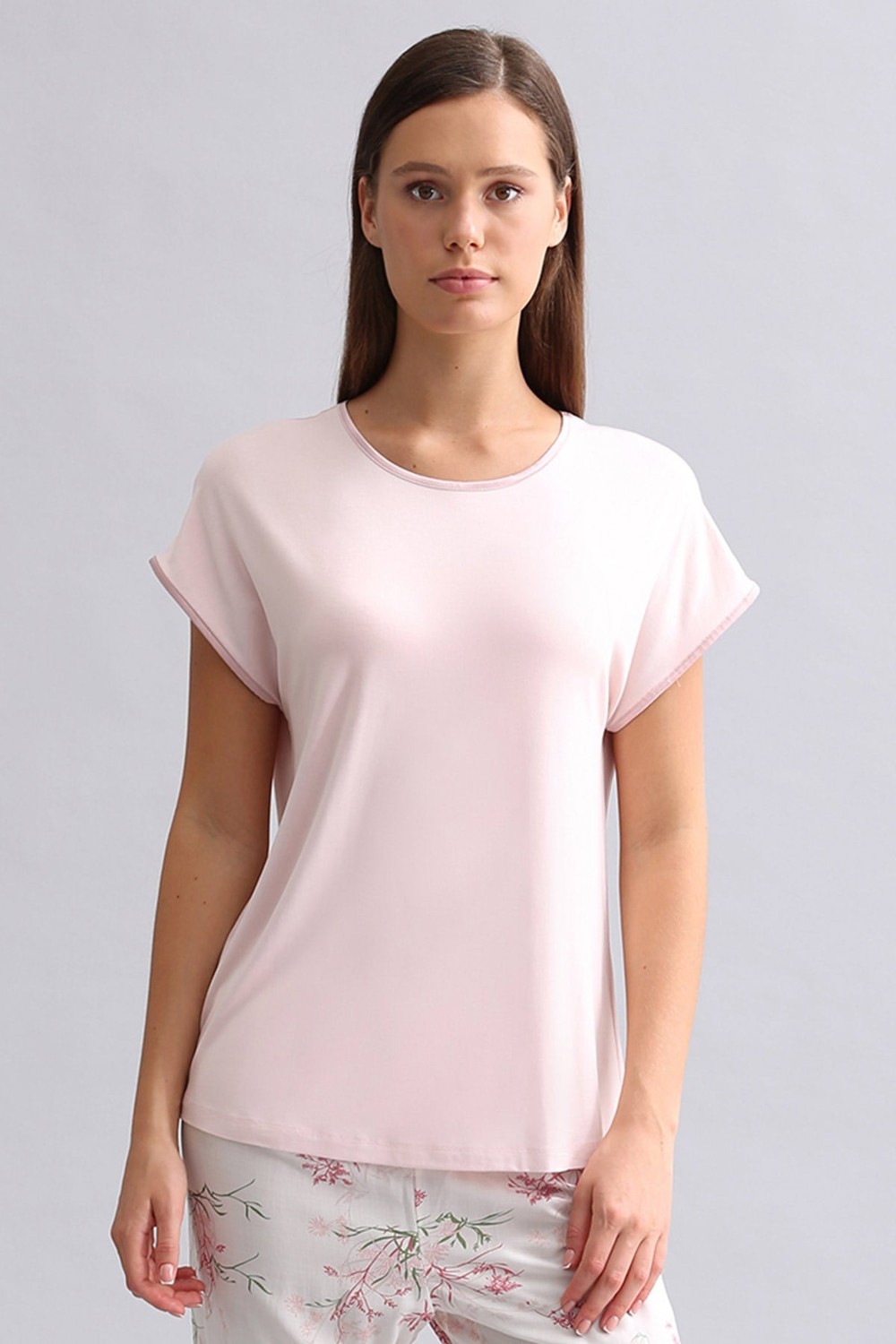 Mısırlı Kadın Örme Kısa Kol T-shirt Açık Pembe