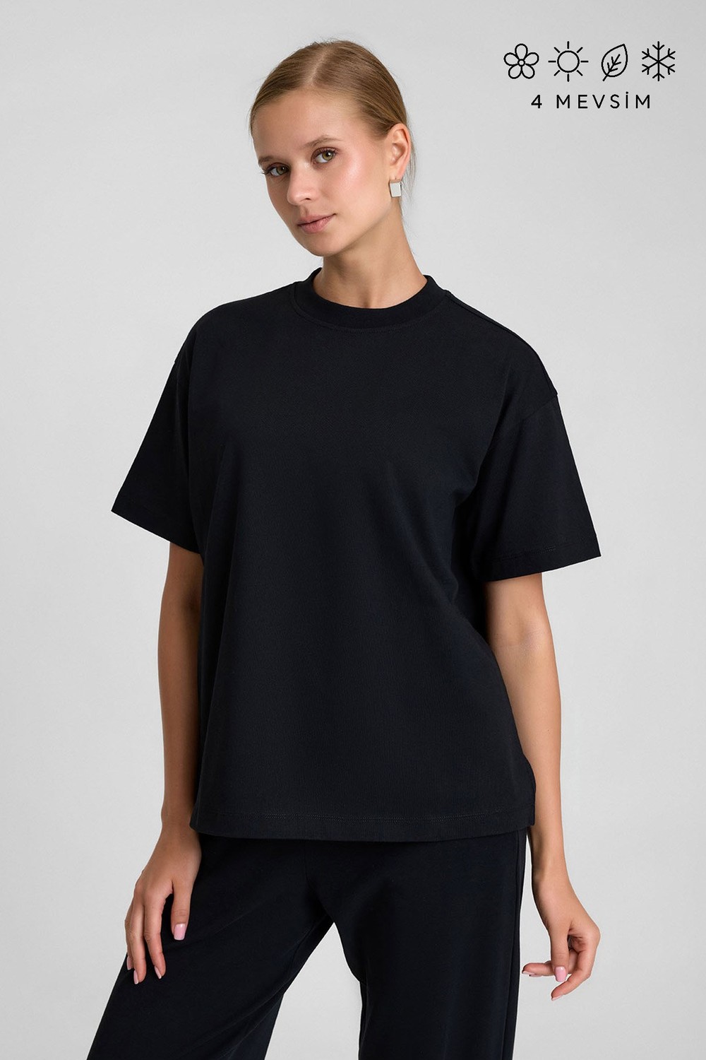 Mısırlı Kadın Oversize T-shirt Siyah