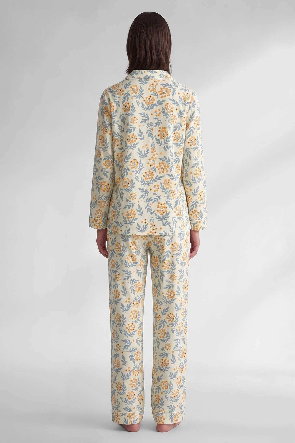 Mısırlı Kadın Saten Papatye Desenli Pijama Takım Desenli