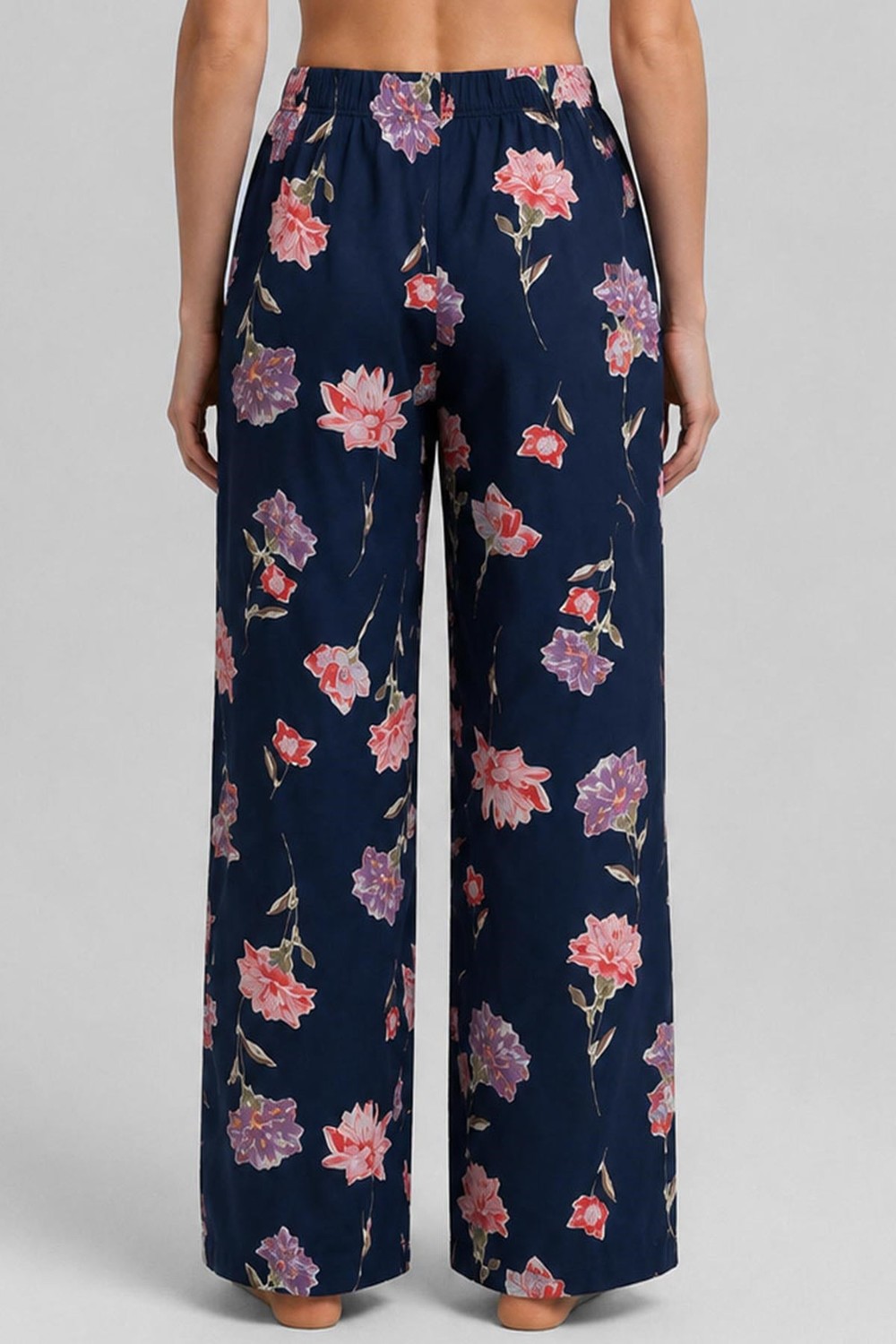 Mısırlı Kadın Viskon Alt Pijama Açık Lacivert
