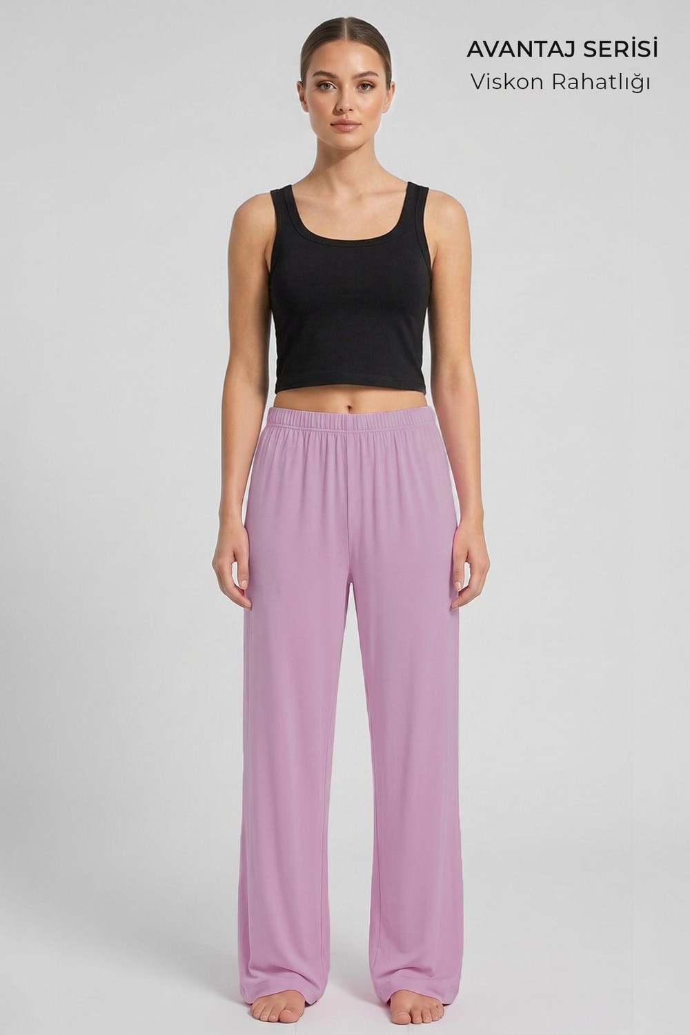 Mısırlı Kadın Viskon Alt Pijama Koyu Pembe