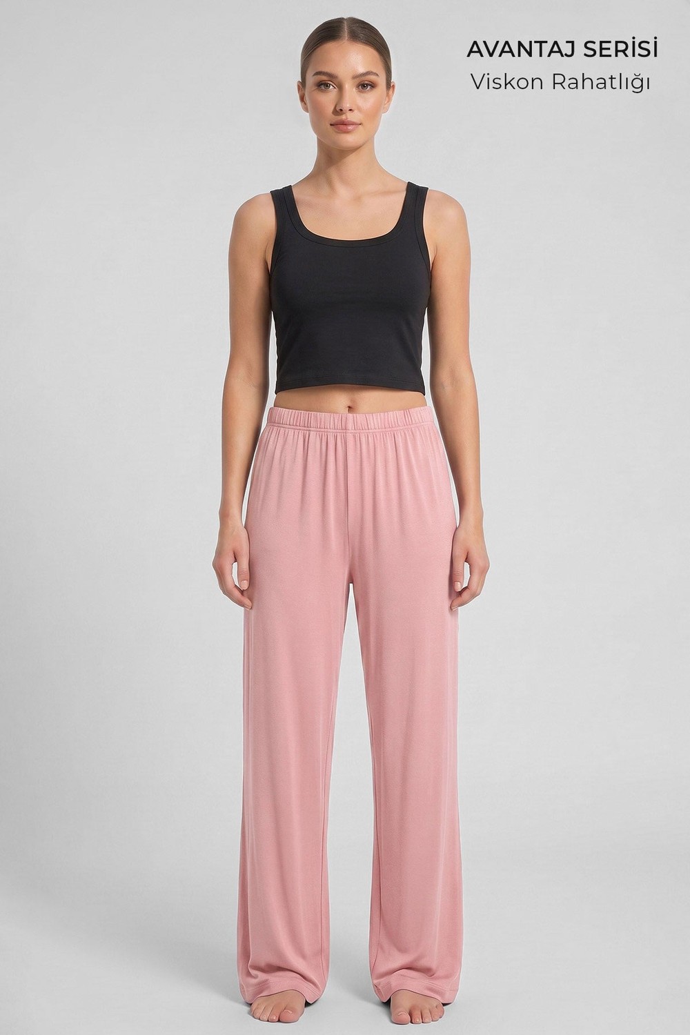 Mısırlı Kadın Viskon Alt Pijama Pembe