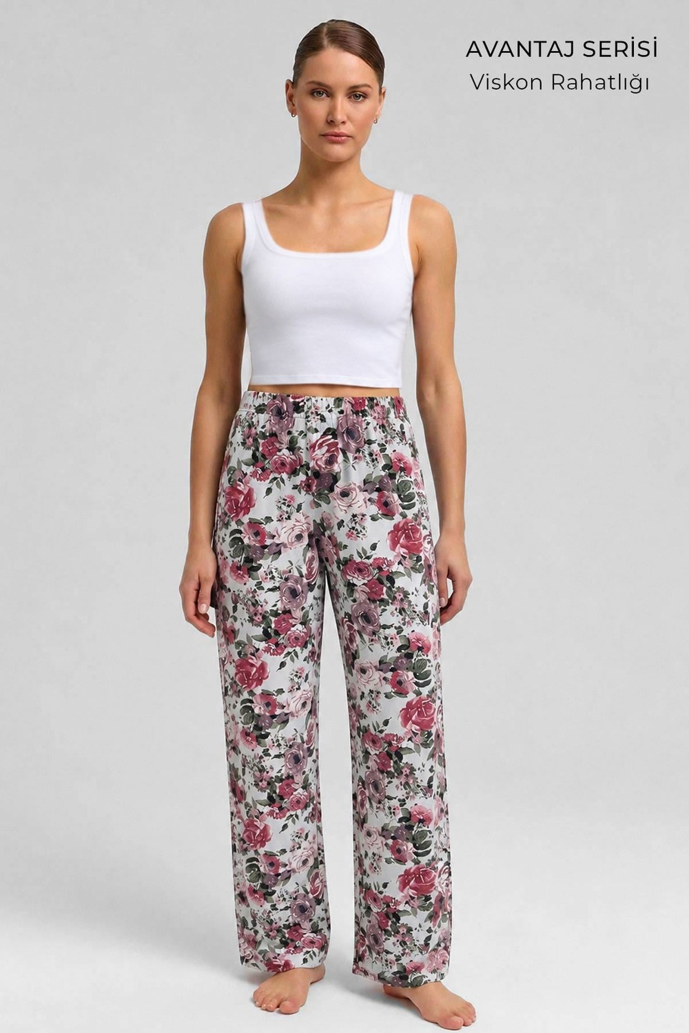 Mısırlı Kadın Viskon Alt Pijama Su Yeşili