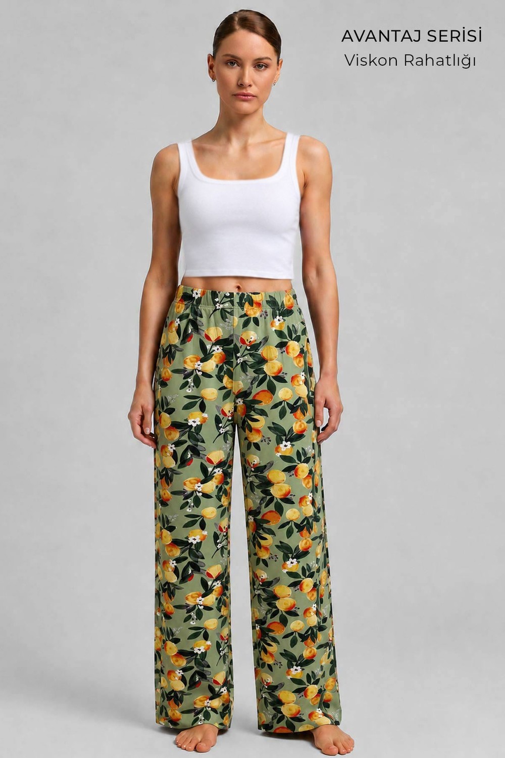Mısırlı Kadın Viskon Alt Pijama Yeşil