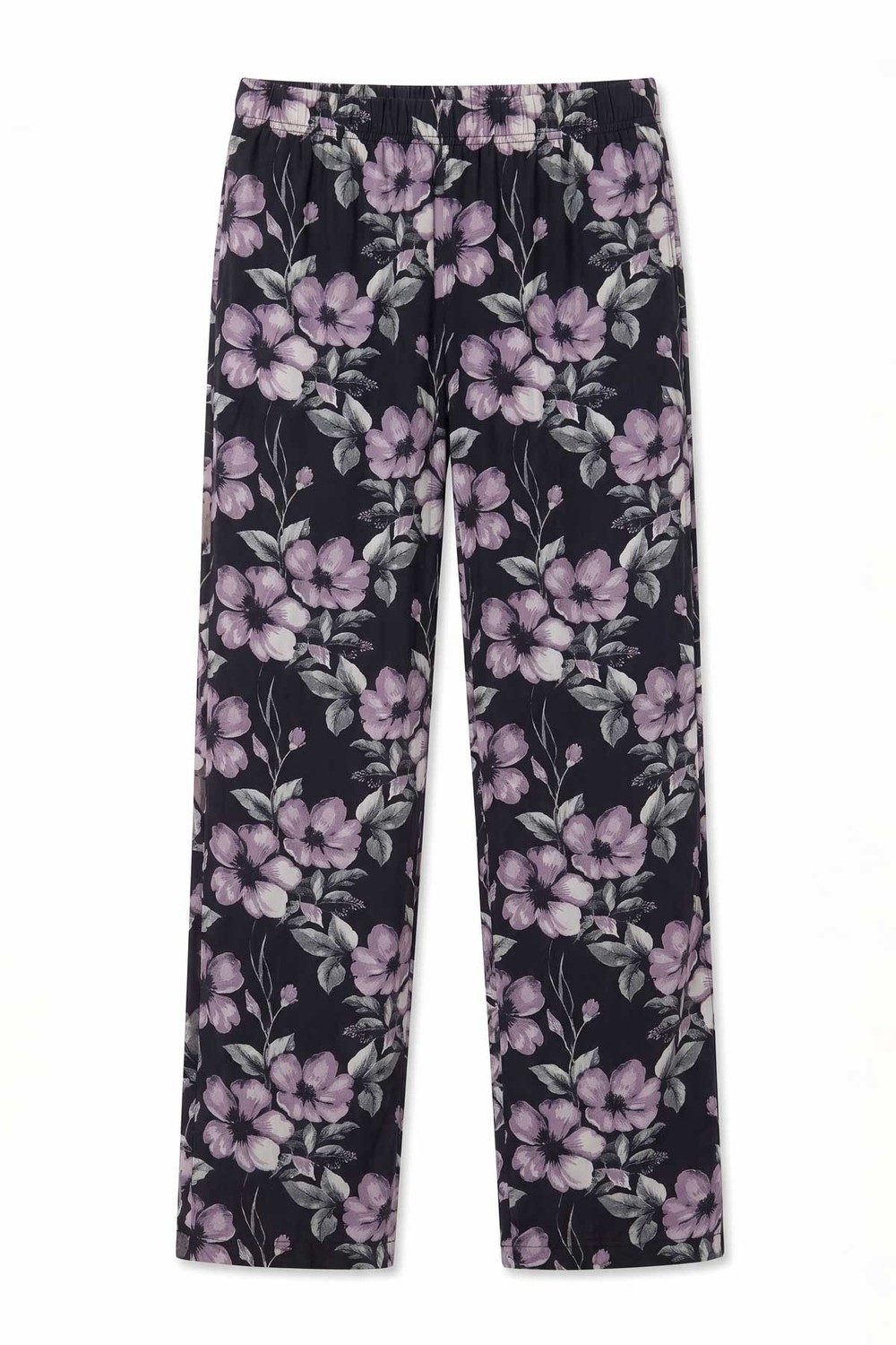Mısırlı Kadın Viskon Çiçekli Alt Pijama Siyah