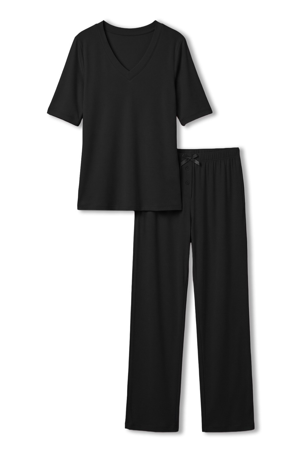 Mısırlı Kadın Modal Kaşkorse Kısa Kol Pijama Takım Siyah