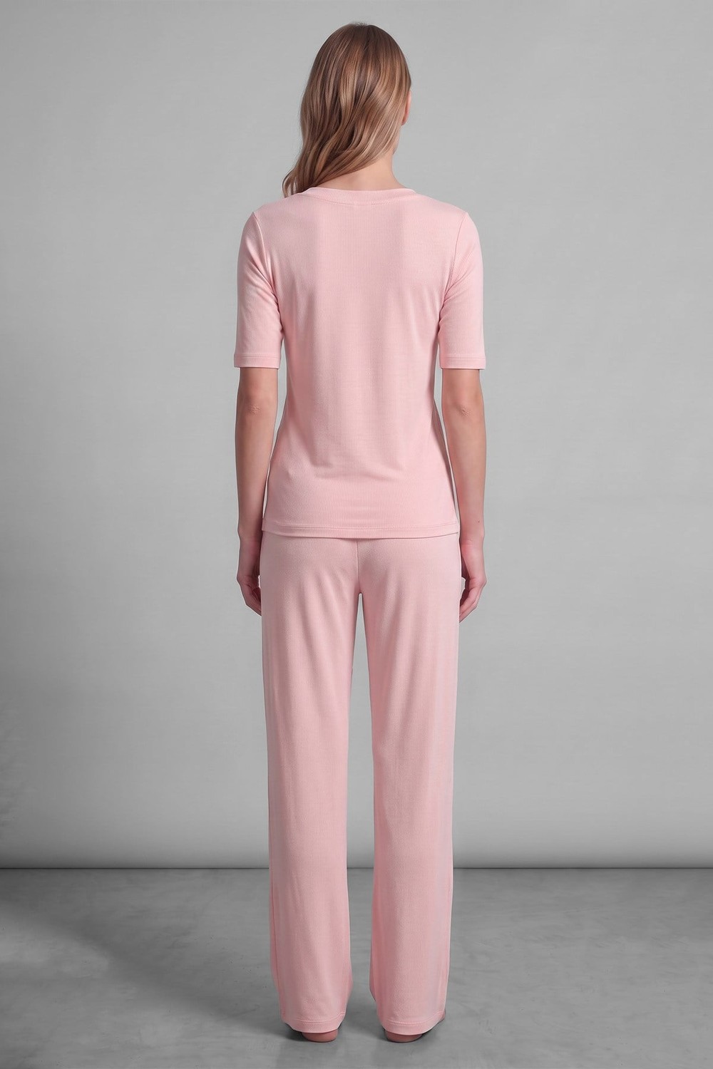 Mısırlı Kadın Modal Kaşkorse Kısa Kol Pijama Takım Açık Pembe