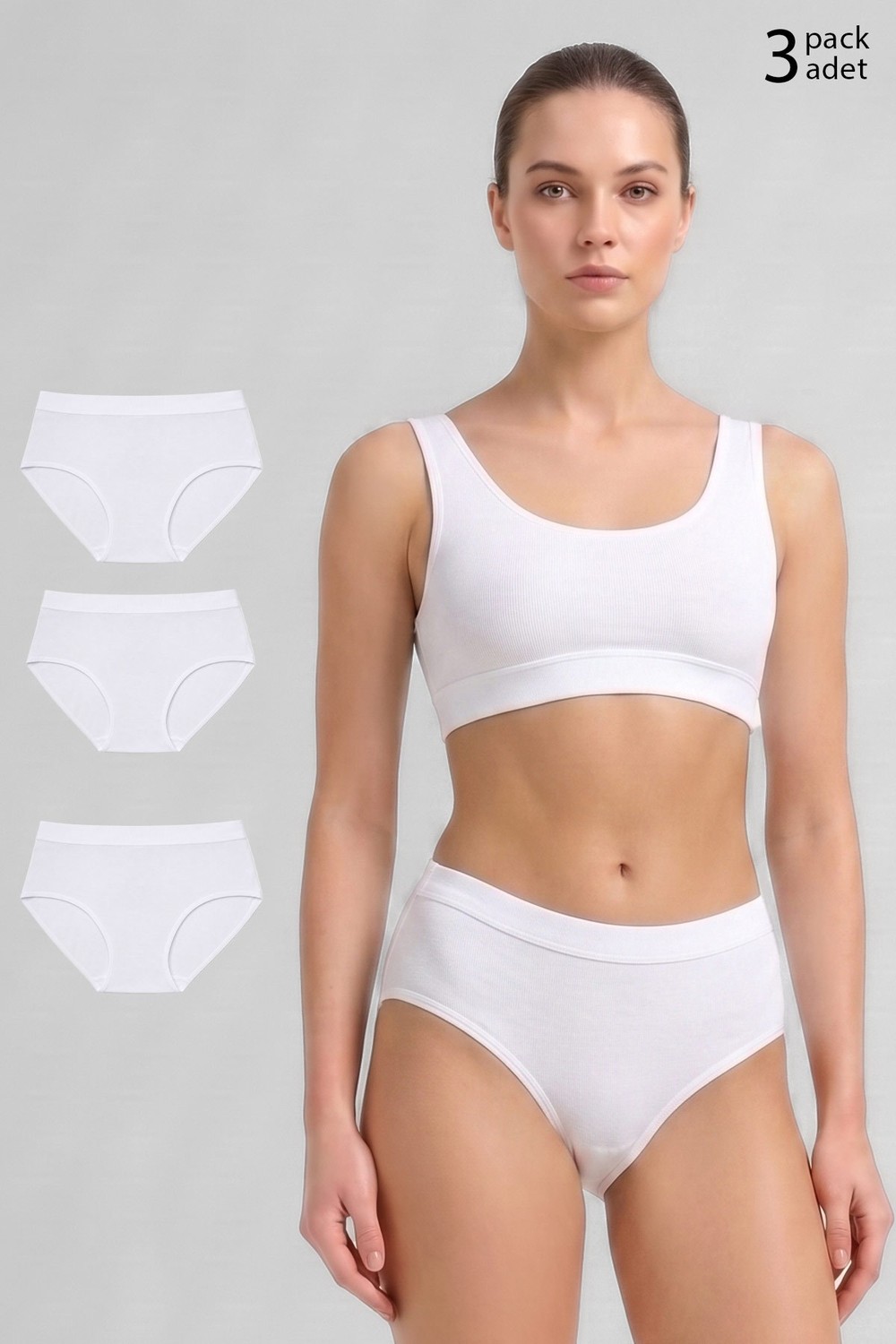 Mısırlı Modal by TENCEL HERA Brief Gizli Lastikli 3lü Slip Külot Beyaz