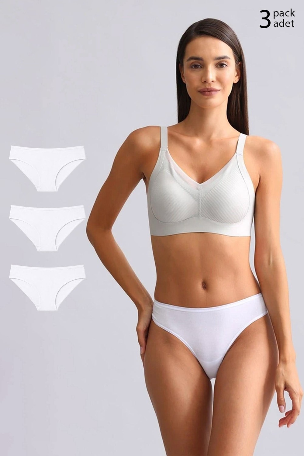 Mısırlı Modal by TENCEL HERA Brief İnce Lastikli 3lü Slip Külot Beyaz