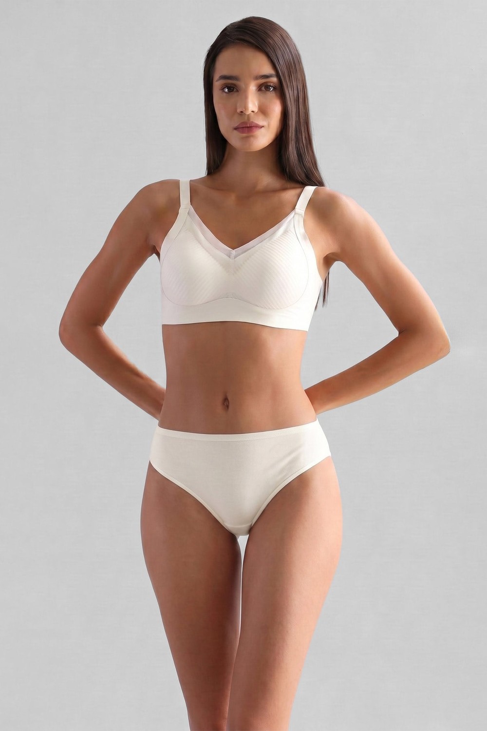 Mısırlı Modal by TENCEL HERA Brief İnce Lastikli 3lü Slip Külot Ekru