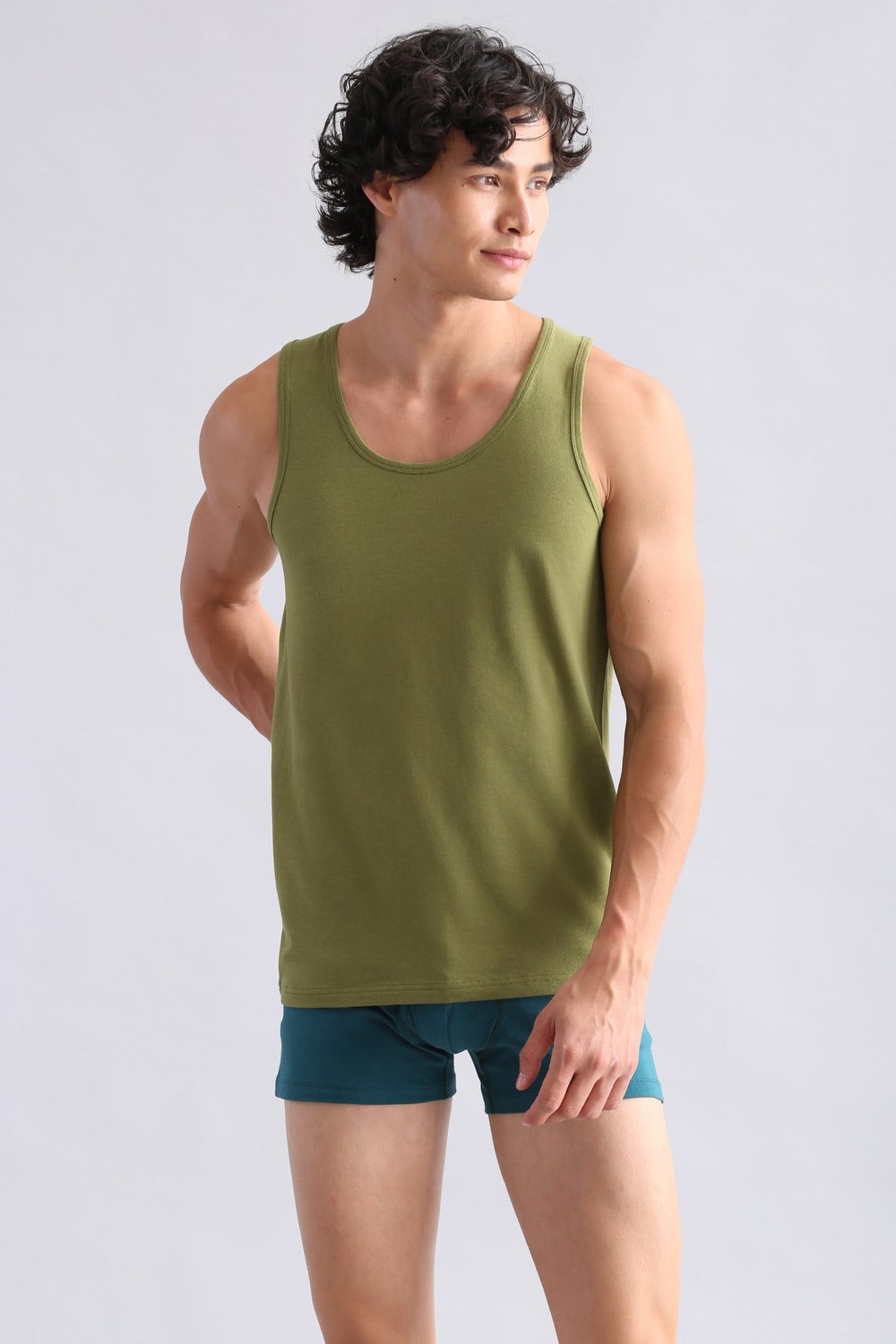 Mısırlı Modal by TENCEL HERCULES Slim Fit Basic Atlet Haki