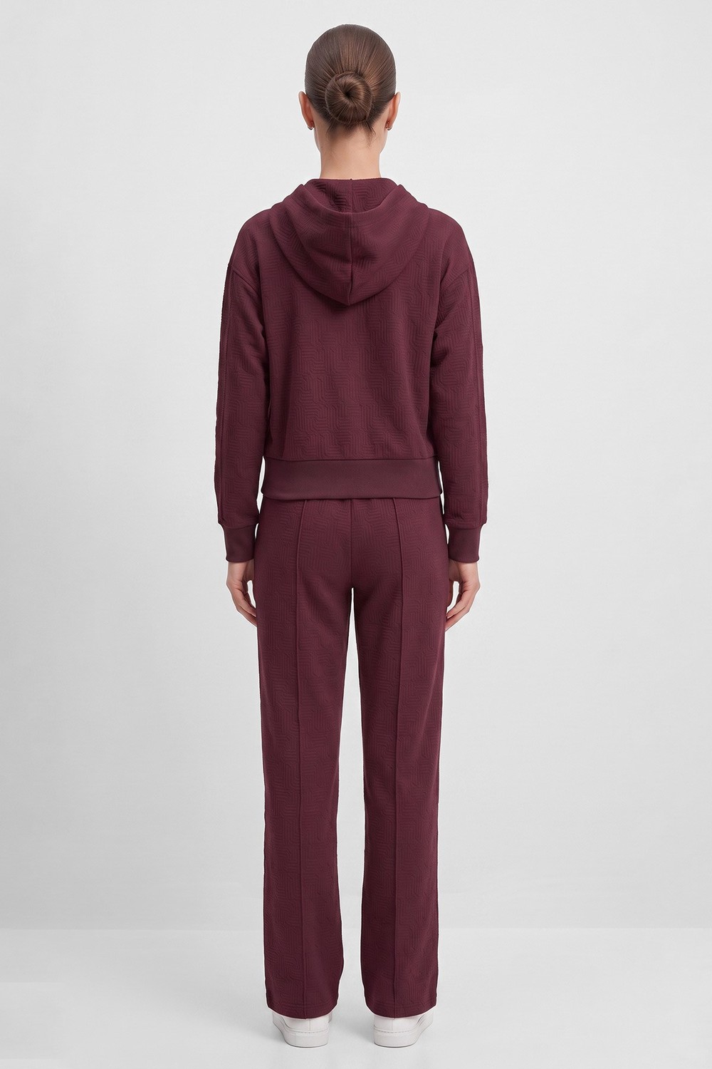 Mısırlı Monogram Desen Ceket Pantolon Takım Bordo
