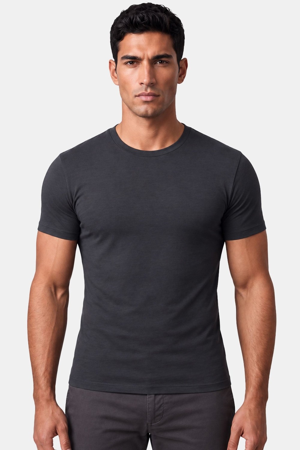 Mısırlı ORGANIC Pamuklu HERCULES Slim Fit Bisiklet Yaka Fanila Antrasit