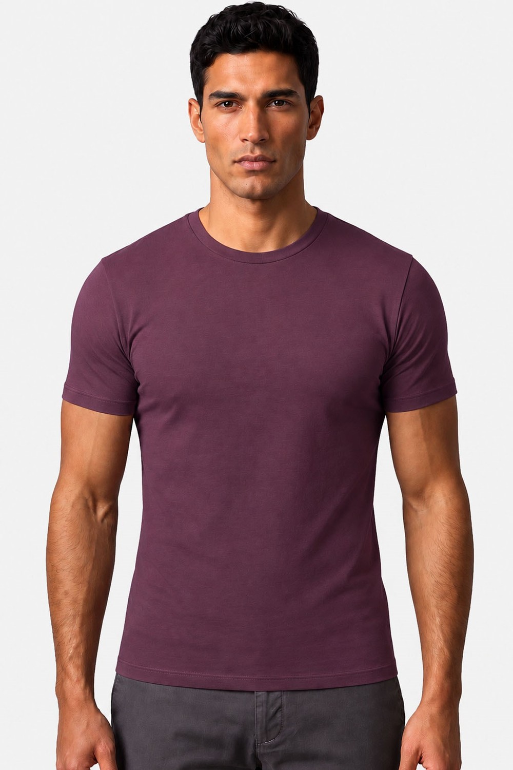 Mısırlı ORGANIC Pamuklu HERCULES Slim Fit Bisiklet Yaka Fanila Mor