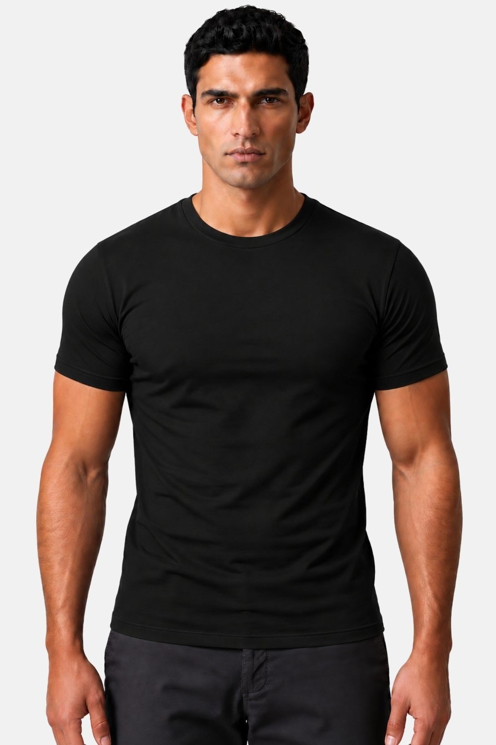 Mısırlı ORGANIC Pamuklu HERCULES Slim Fit Bisiklet Yaka Fanila Siyah