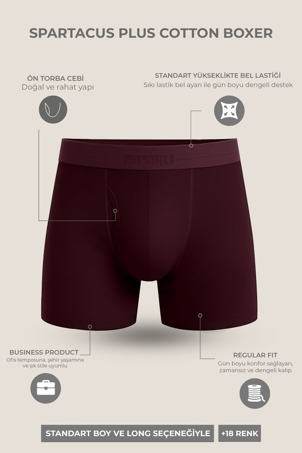 Mısırlı ORGANIC Pamuklu SPARTACUS PLUS PERFORMANCE Boxer Petrol Mavi
