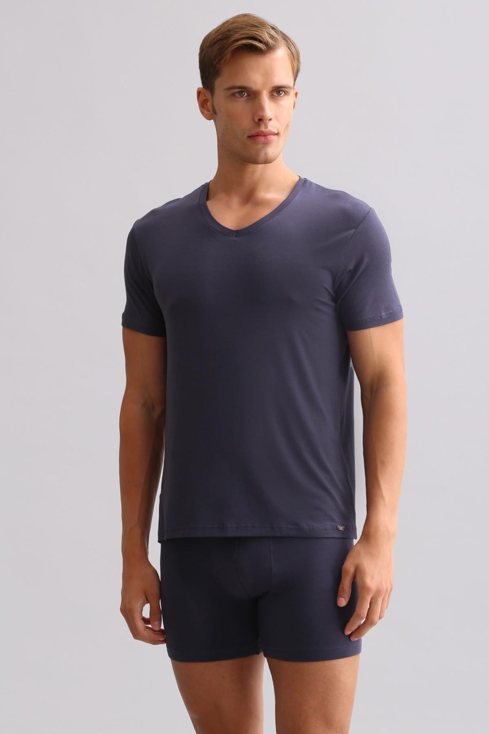 Mısırlı ORGANIC Pamuklu ZEUS LUXURY Regular Fit V Yaka Fanila / T-Shirt Antrasit