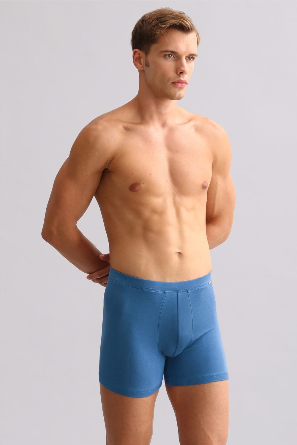 Mısırlı ORGANIC Pamuklu ZEUS LUXURY Regular Fit Metal Armalı Long Boxer Petrol Mavi