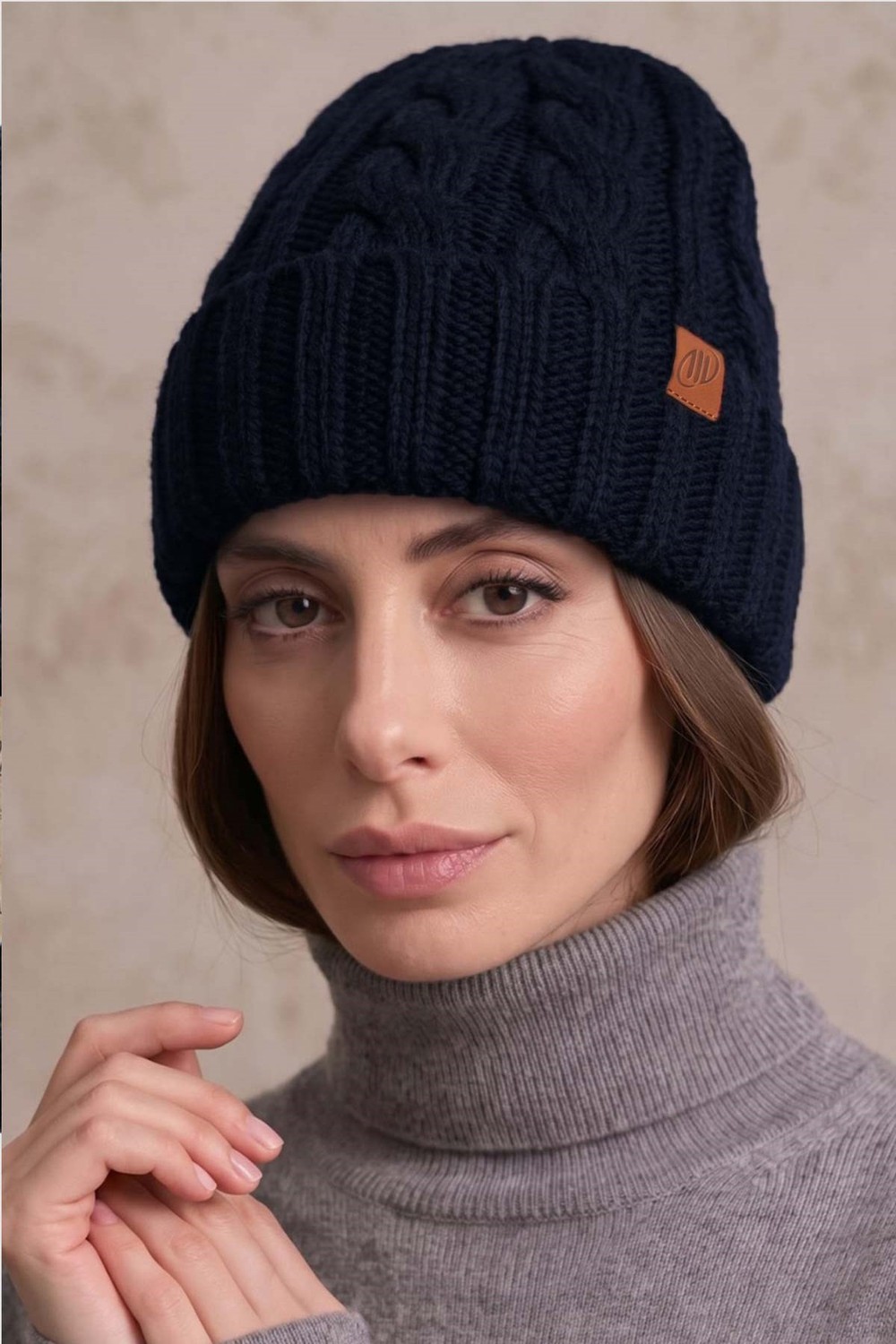 Mısırlı Unisex Alpaka Saç Örgü Kıvırmalı Bere Lacivert