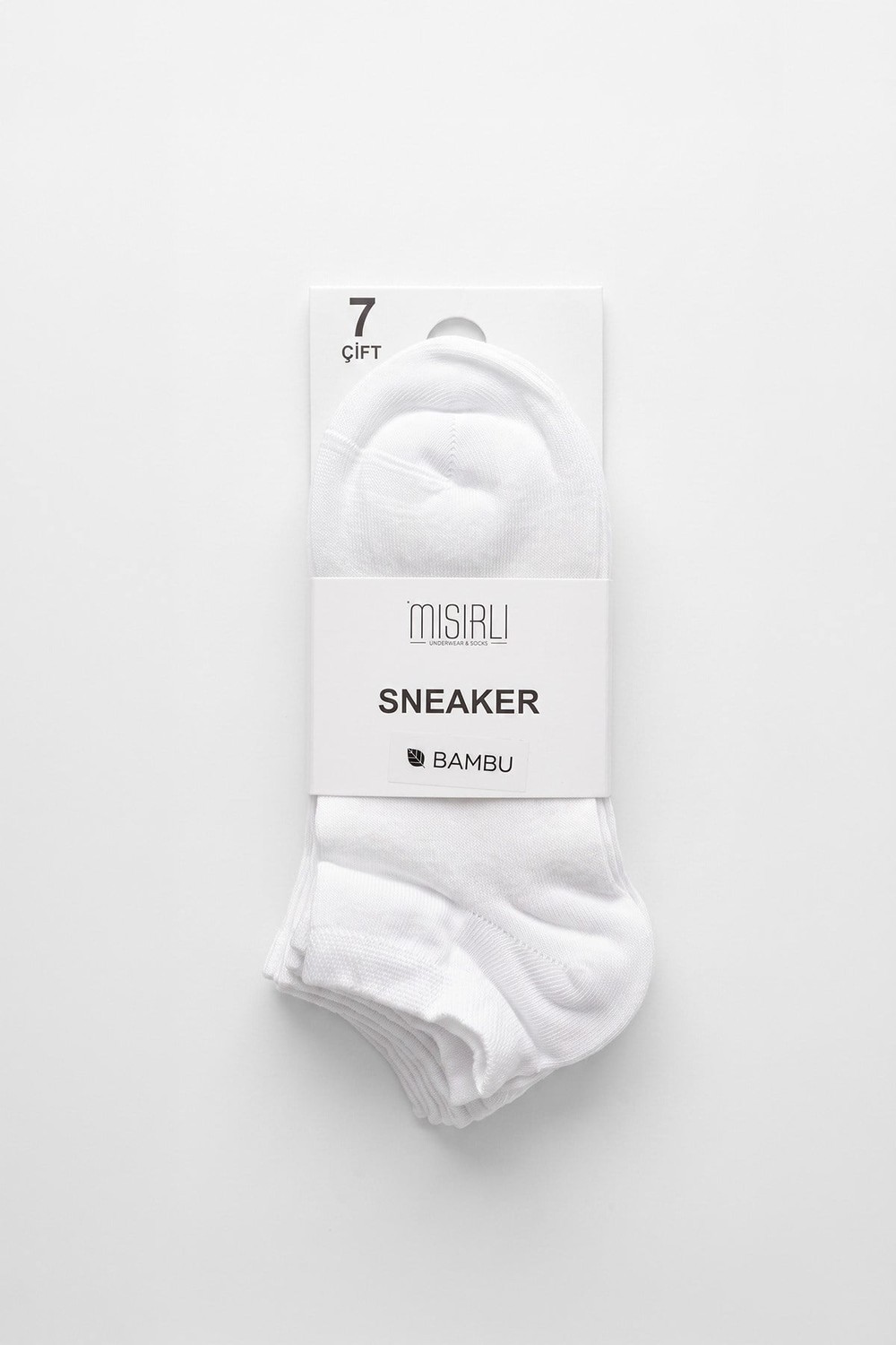 Mısırlı Unisex Bambu 7 Çift Patik Çorap Beyaz