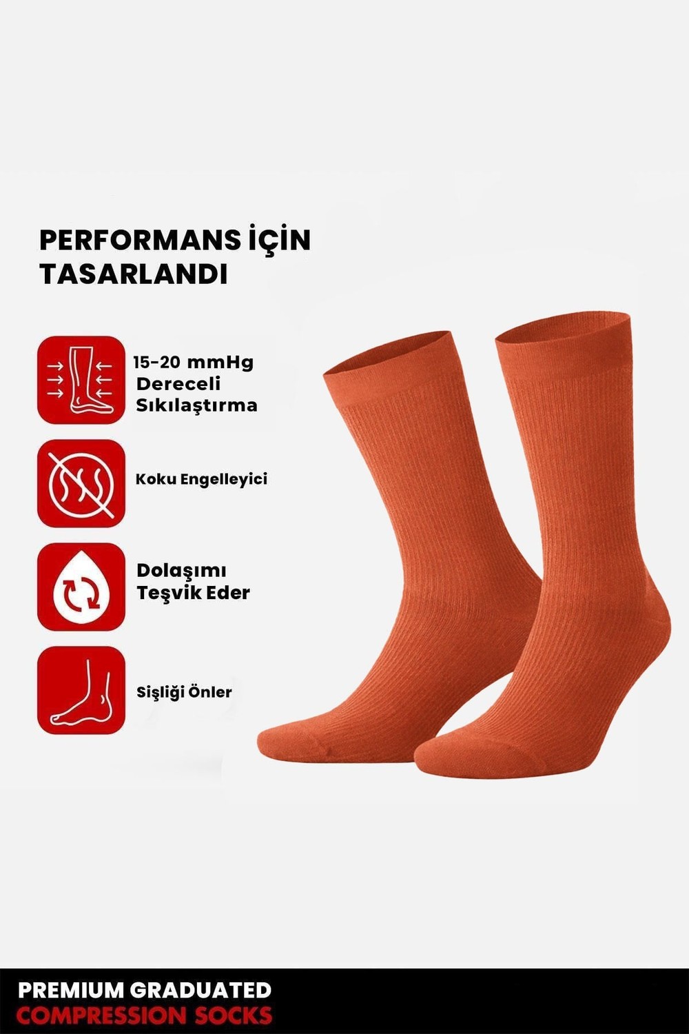 Mısırlı Unisex Bambu Özel Sıkılaştırıcı Teknolojiyle Uçuş ve Pilot Soket Çorap Pas Kırmızısı