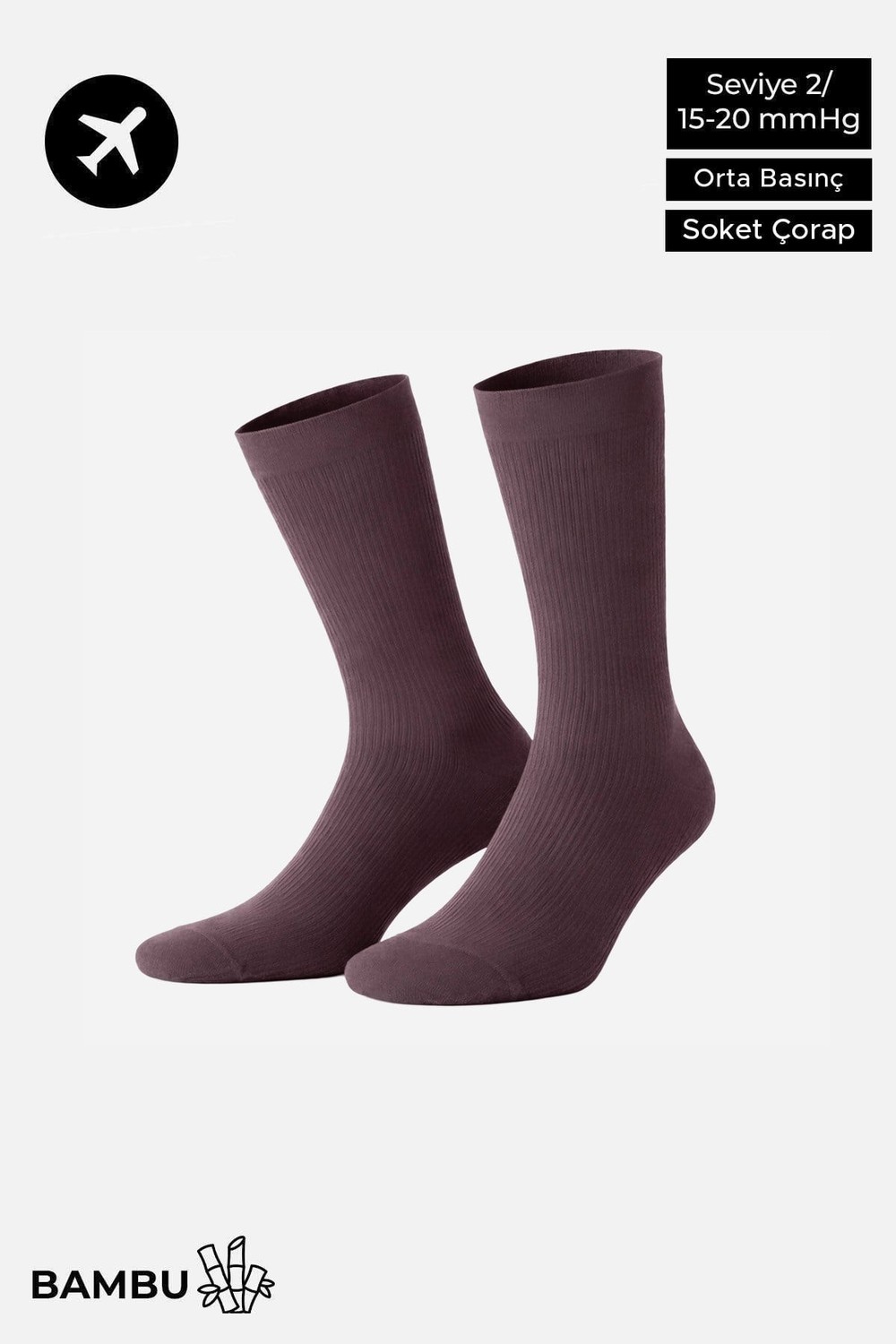 Mısırlı Unisex Bambu Özel Sıkılaştırıcı Teknolojiyle Uçuş ve Pilot Soket Çorap Lavender