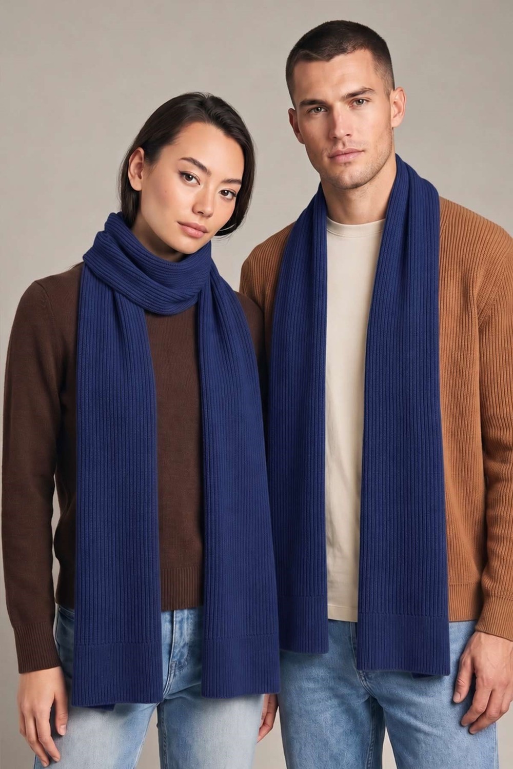 Mısırlı Unisex Yün Fitilli Atkı Lacivert