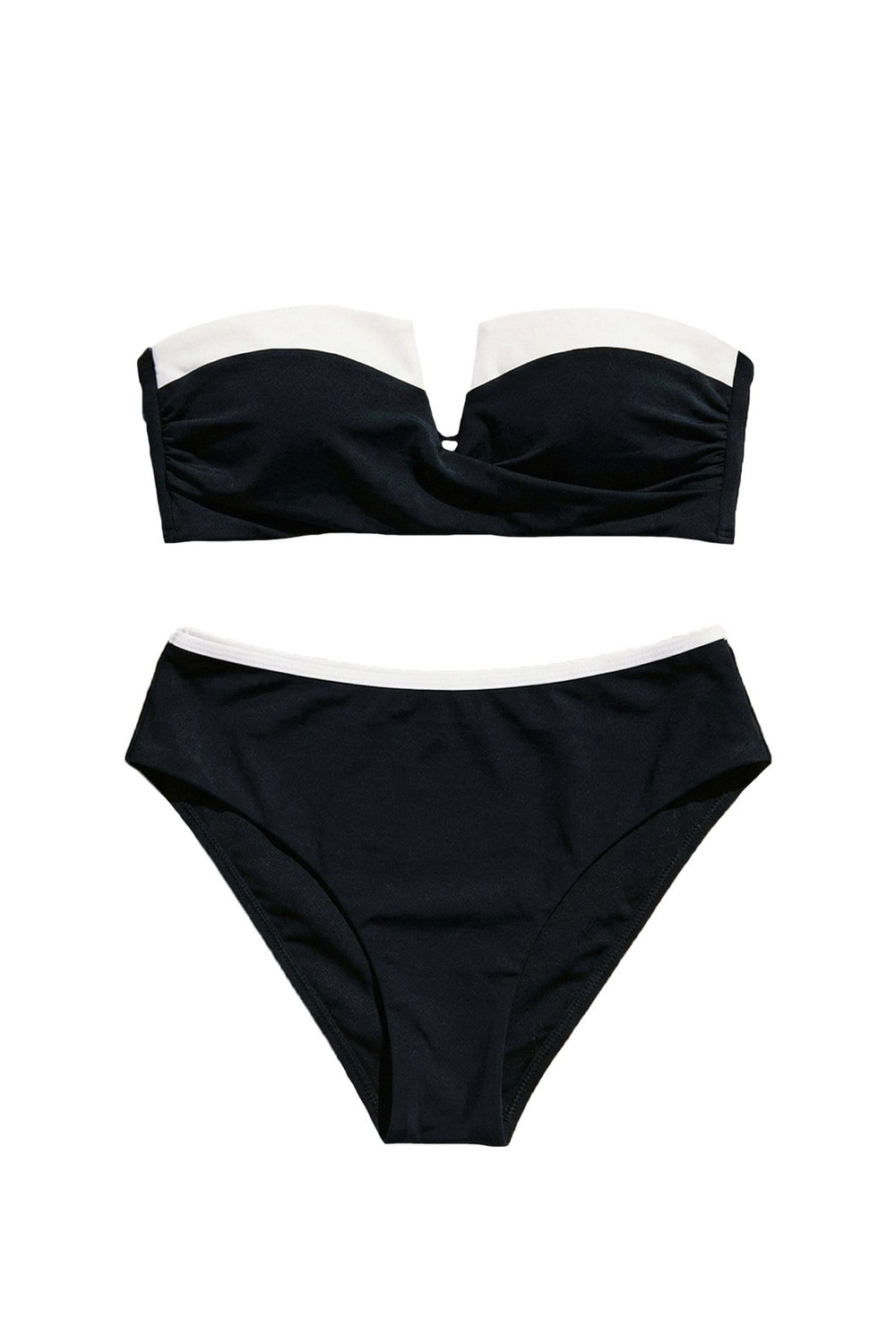 Mısırlı V Yaka Soft Straplez Bikini Takım Siyah