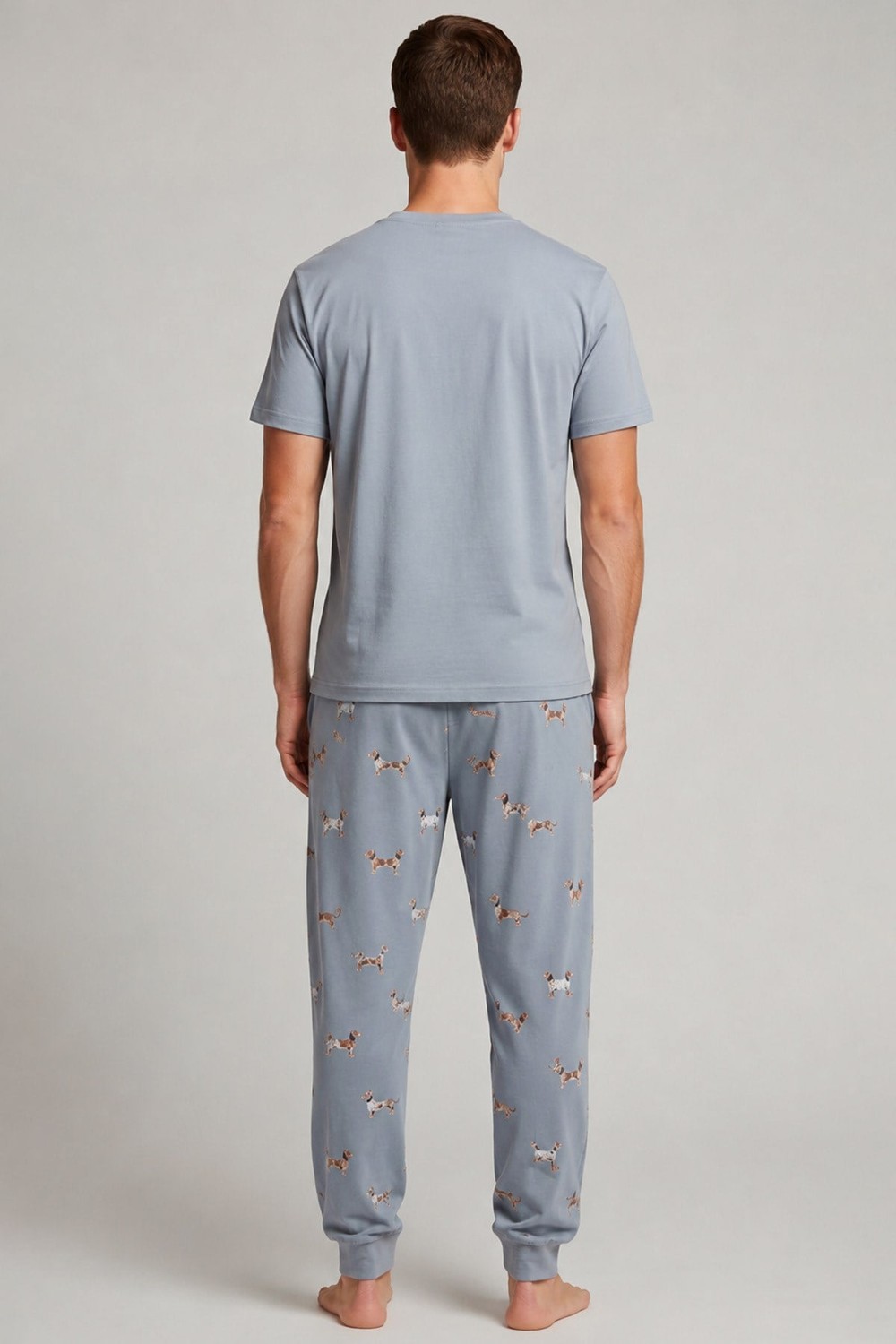 Pamuklu Kısa Kollu Pijama Takım Mavi