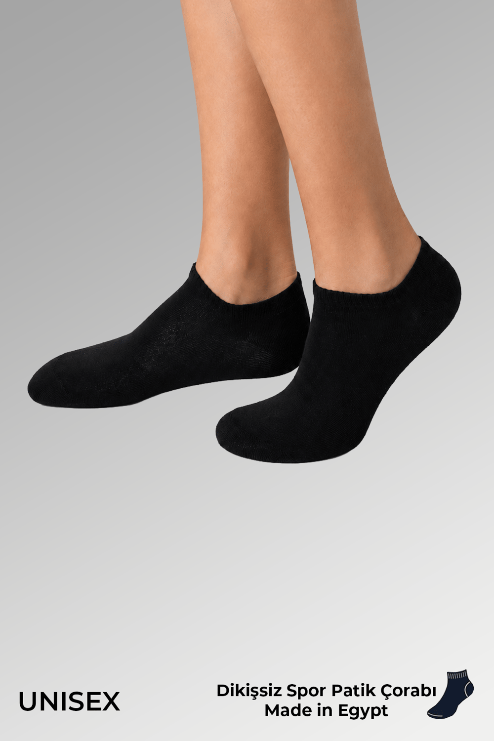 Socksmax Unisex Pamuklu Dikişsiz Üçlü Patik Çorap Siyah