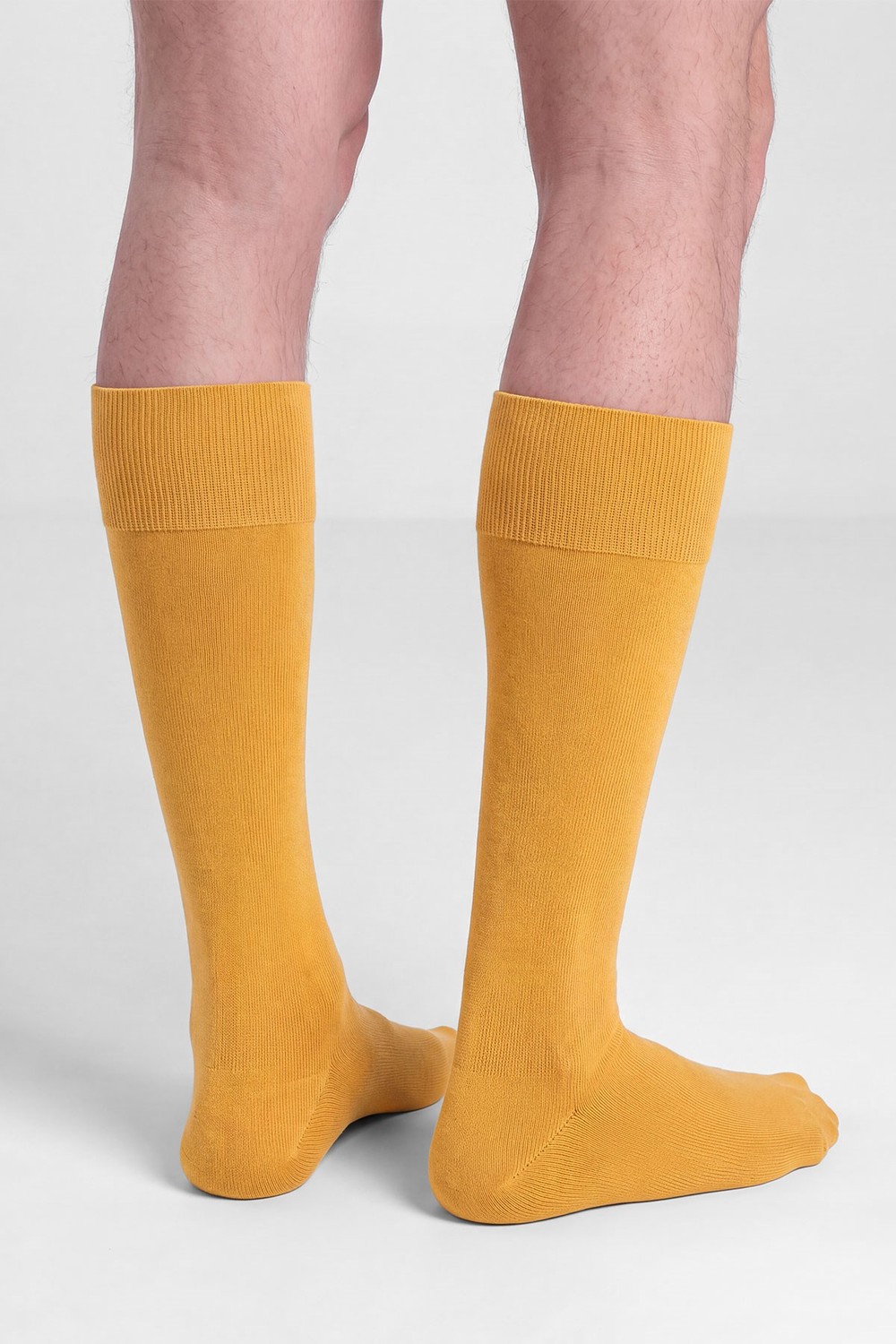 Unisex Bambu Microfiber Süper İnce Uzun Soket Çorap Hardal